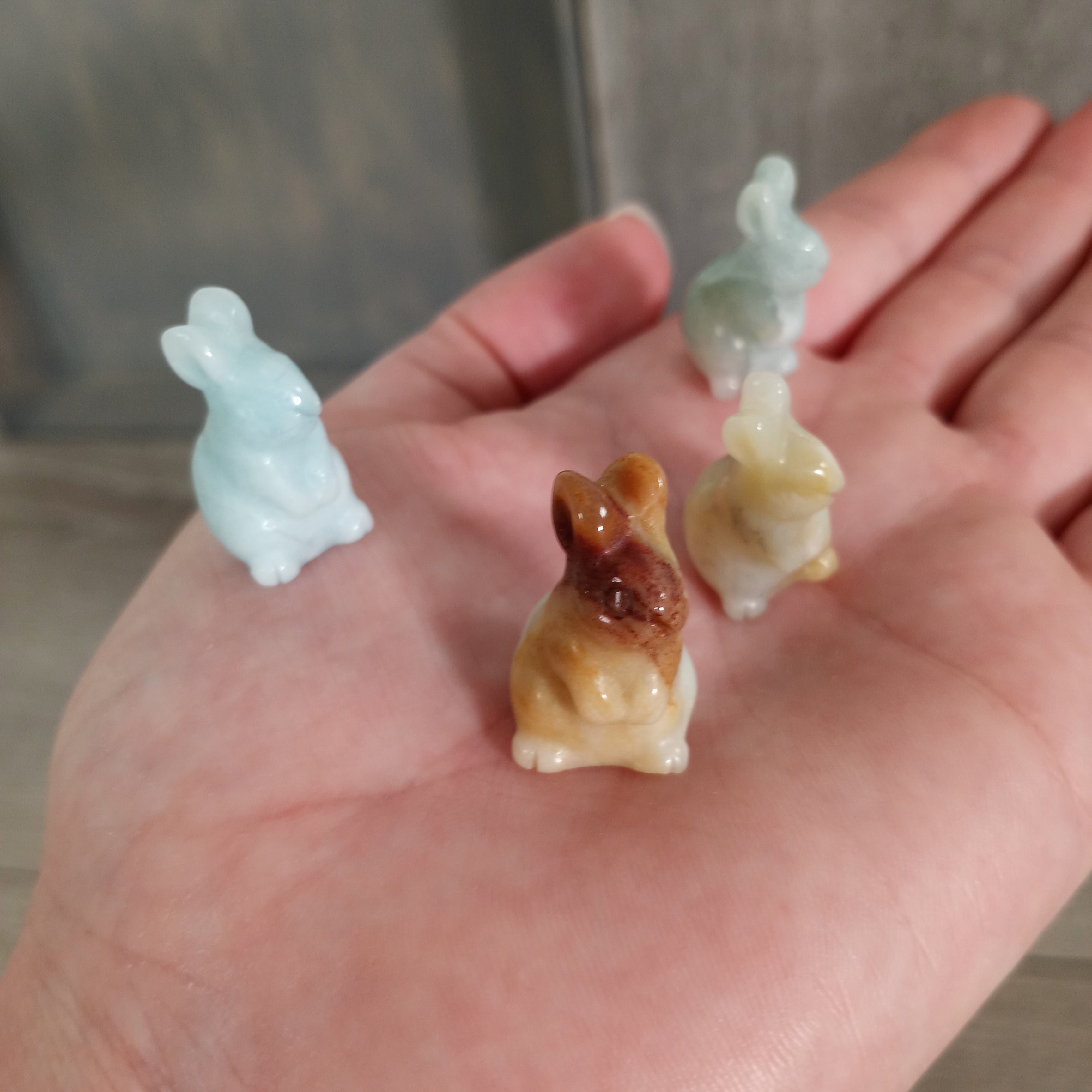 Amazonite crystal rabbit figurine