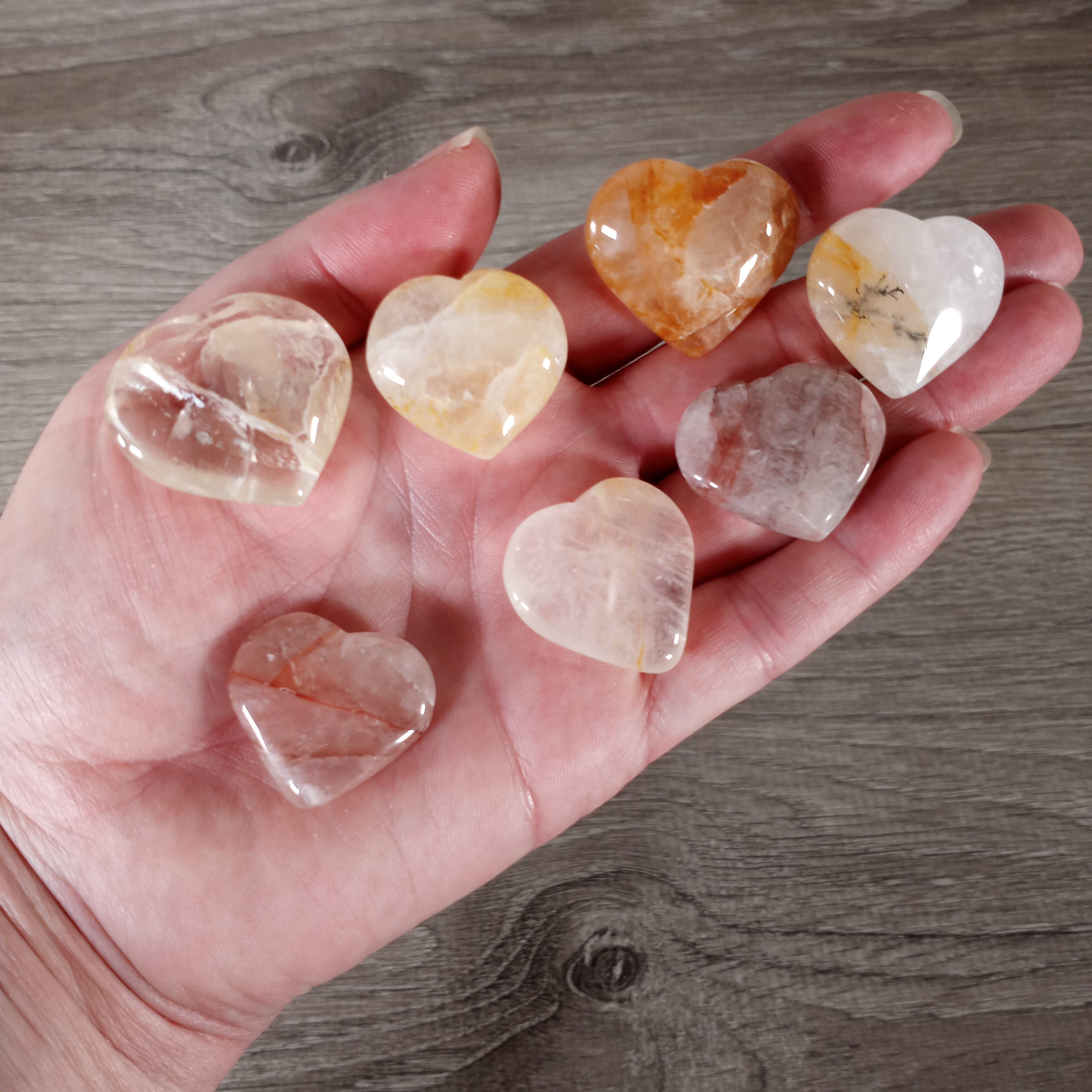 Hematoid Quartz small heart-shaped crystals from Brazil for resale