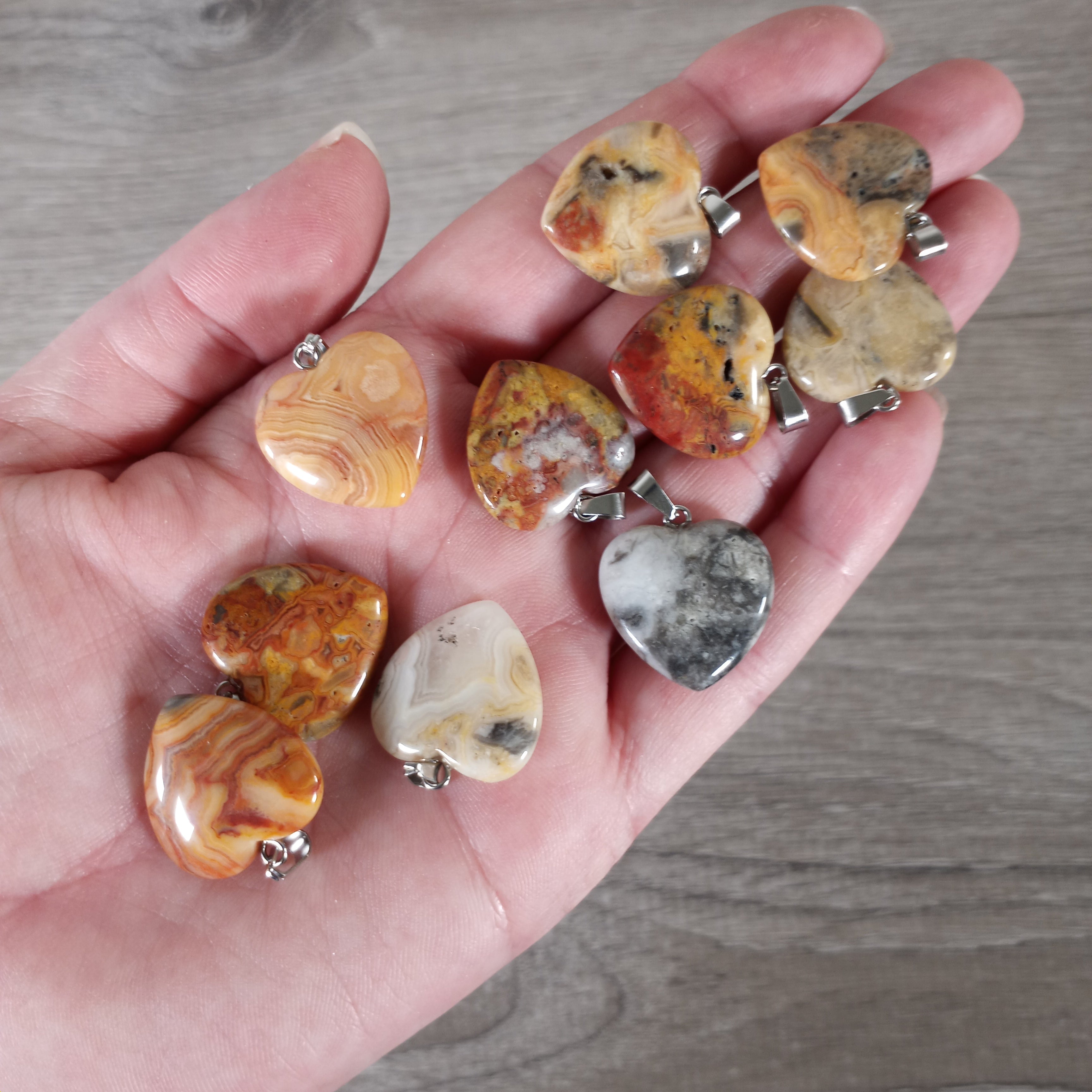 20mm Gemstone Heart Pendants – Bulk Wholesale Jewelry