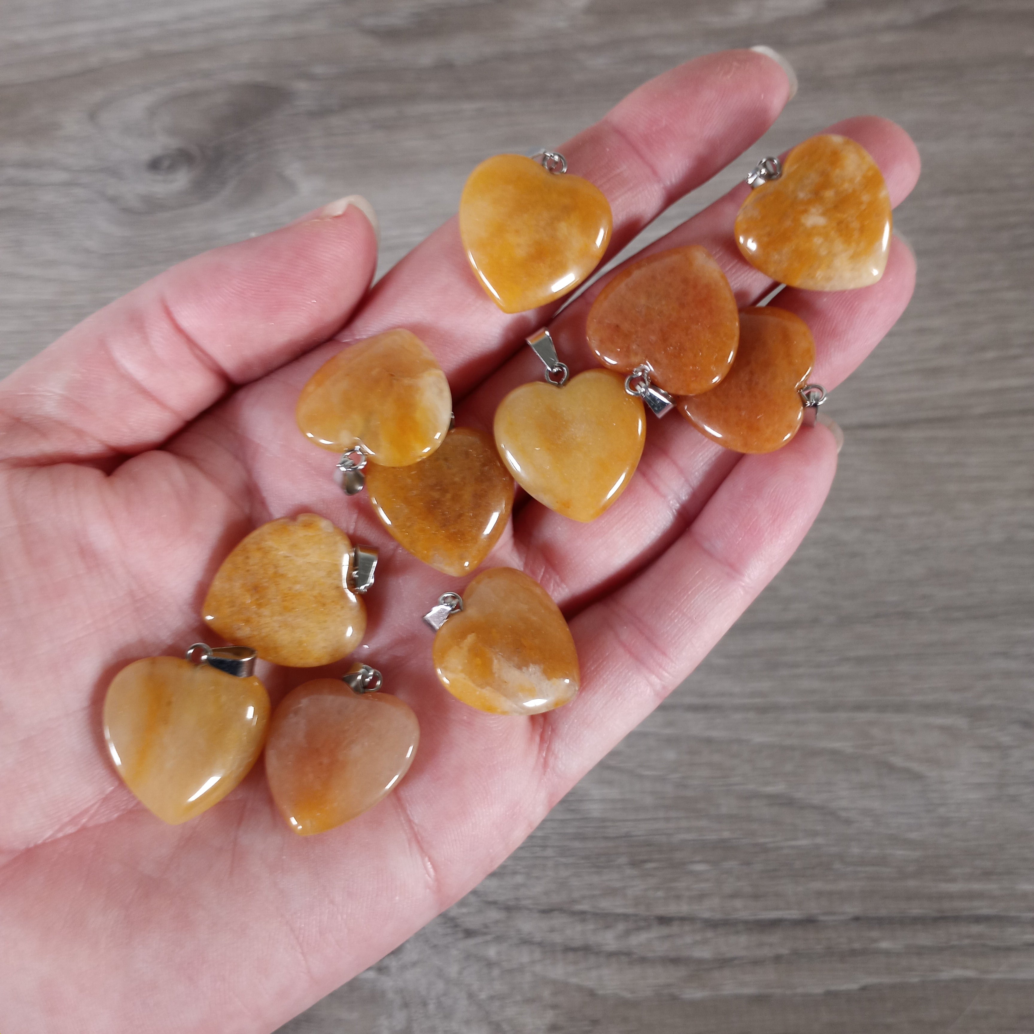 golden healer natural stone heart-shaped pendants - wholesale