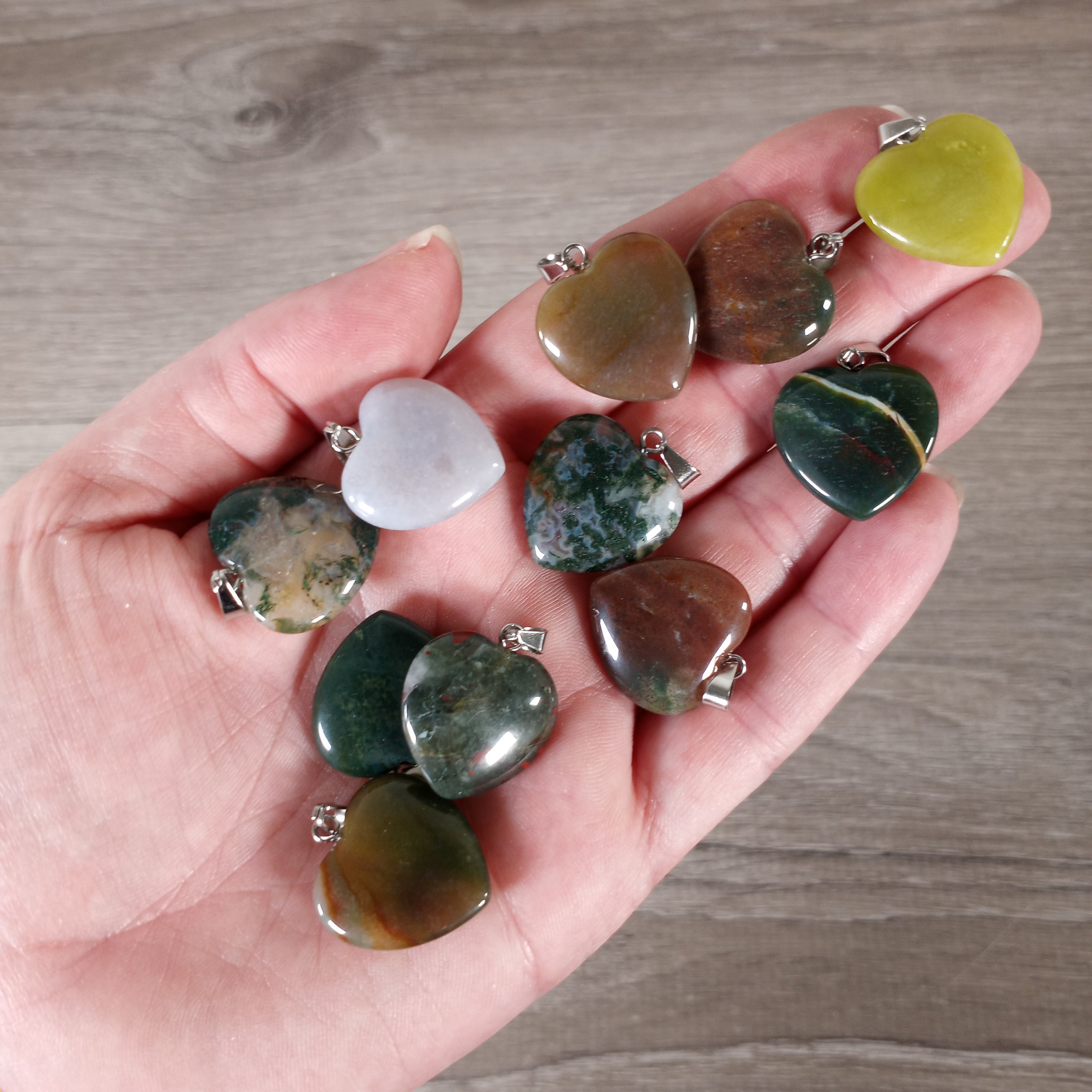 assorted bulk gemstone heart charms for jewelry making