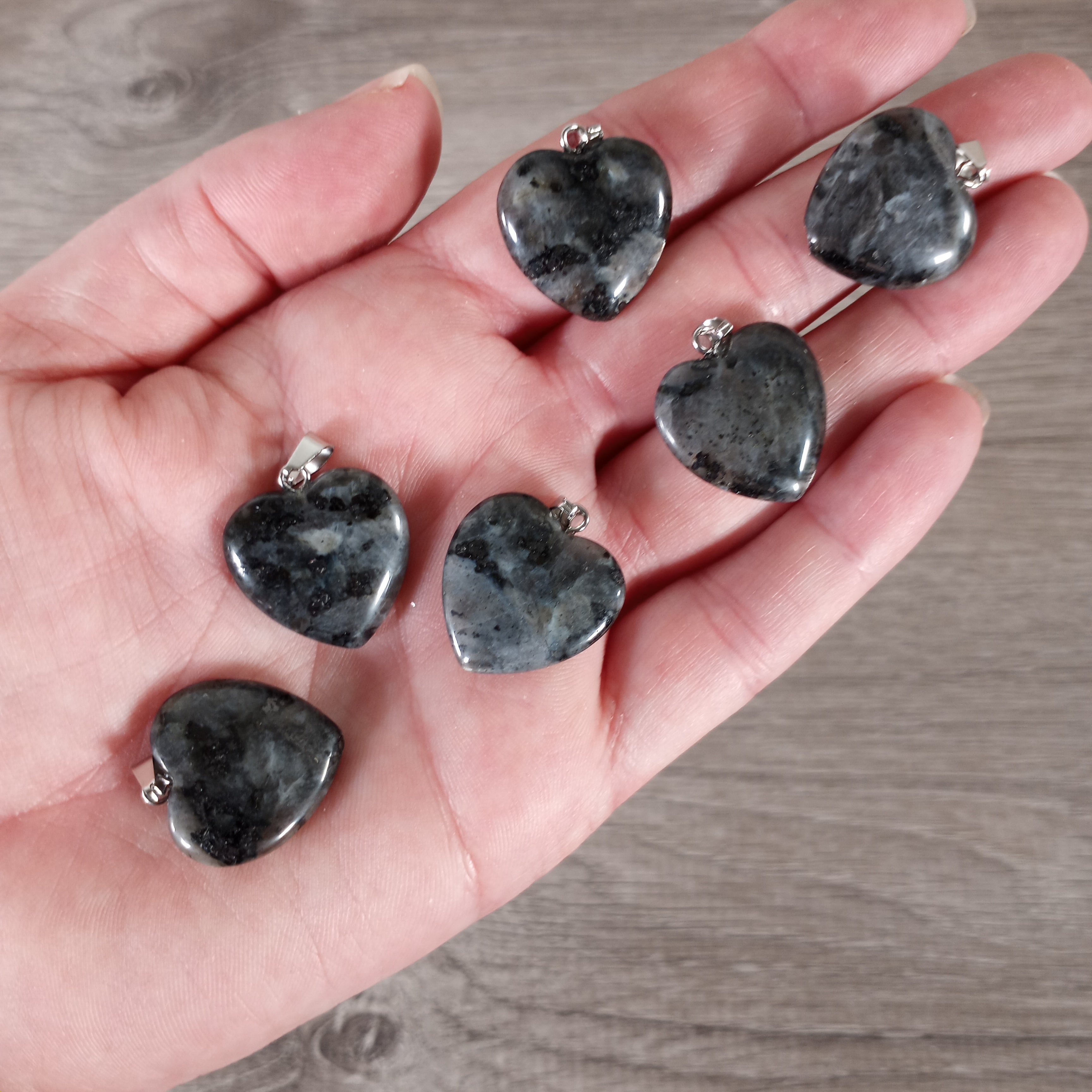 larvikite jewelry making supplies - hearts