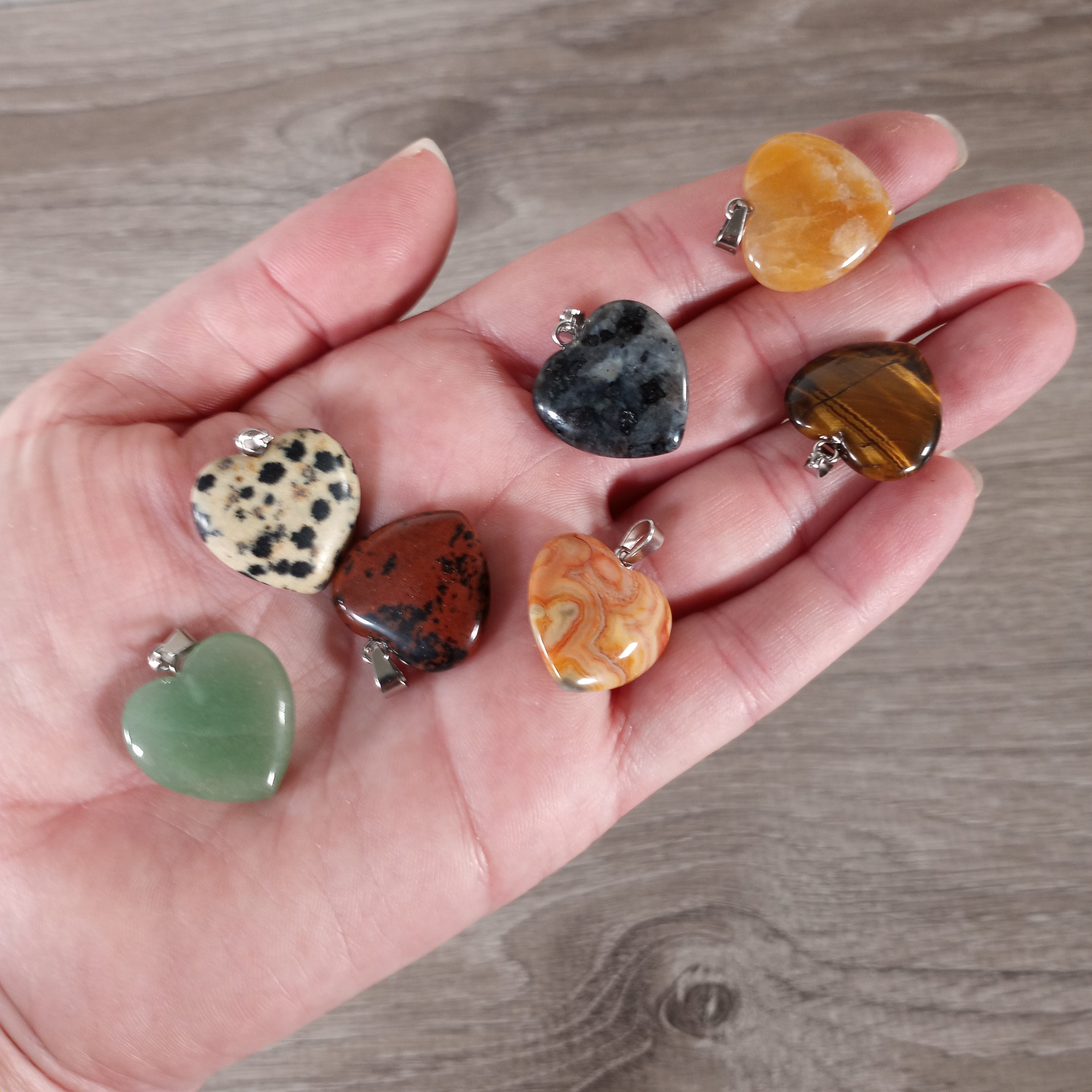 assorted 20mm gemstone heart pendant for wholesale