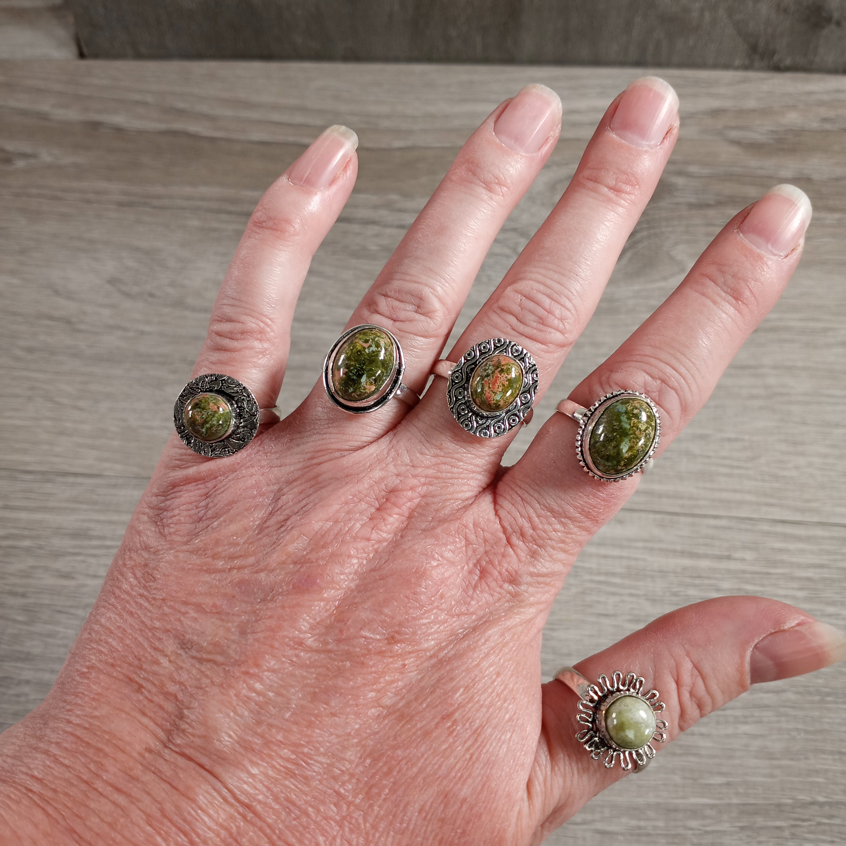 Unakite affordable gemstone rings wholesale