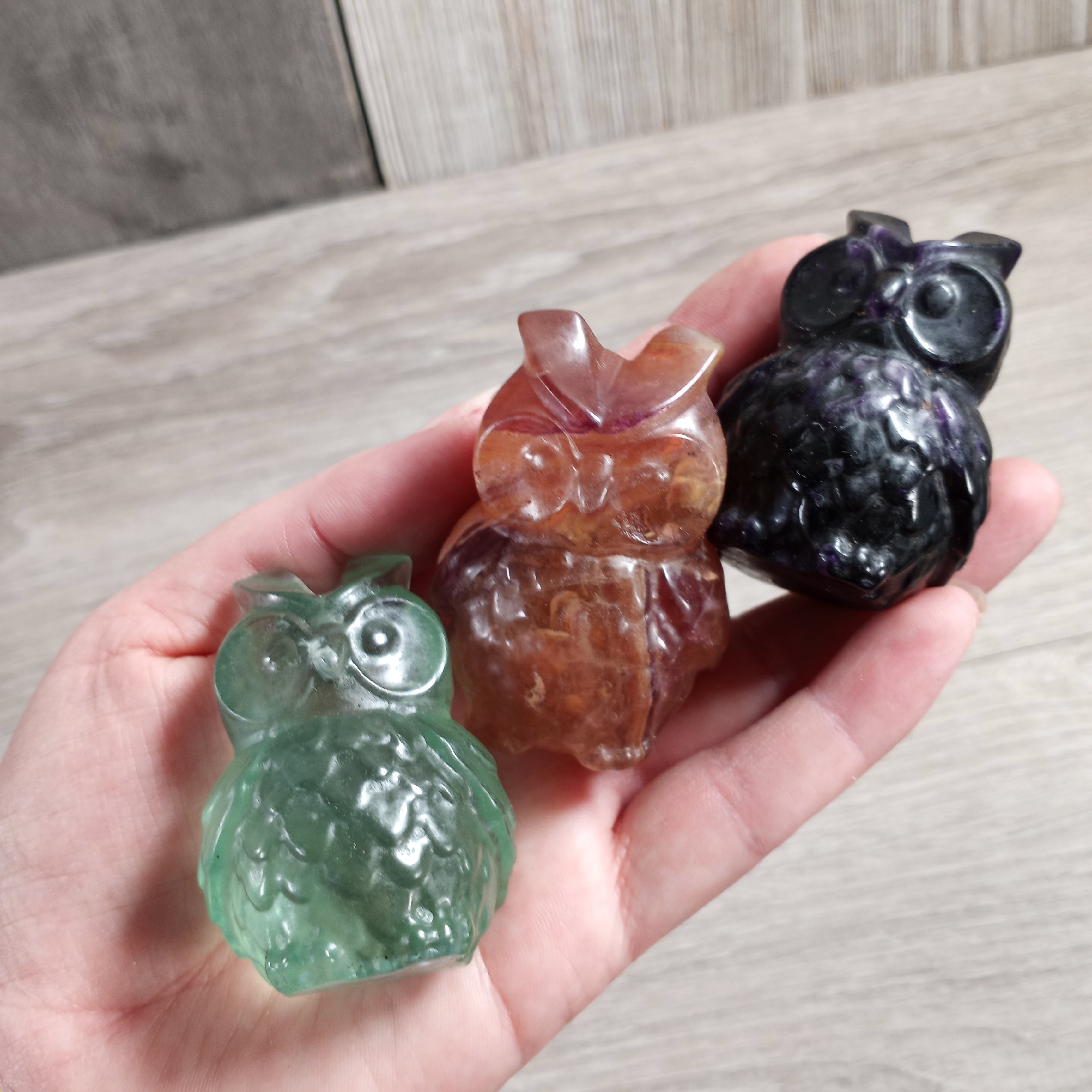 Fluorite owls carvings for metaphysical shops