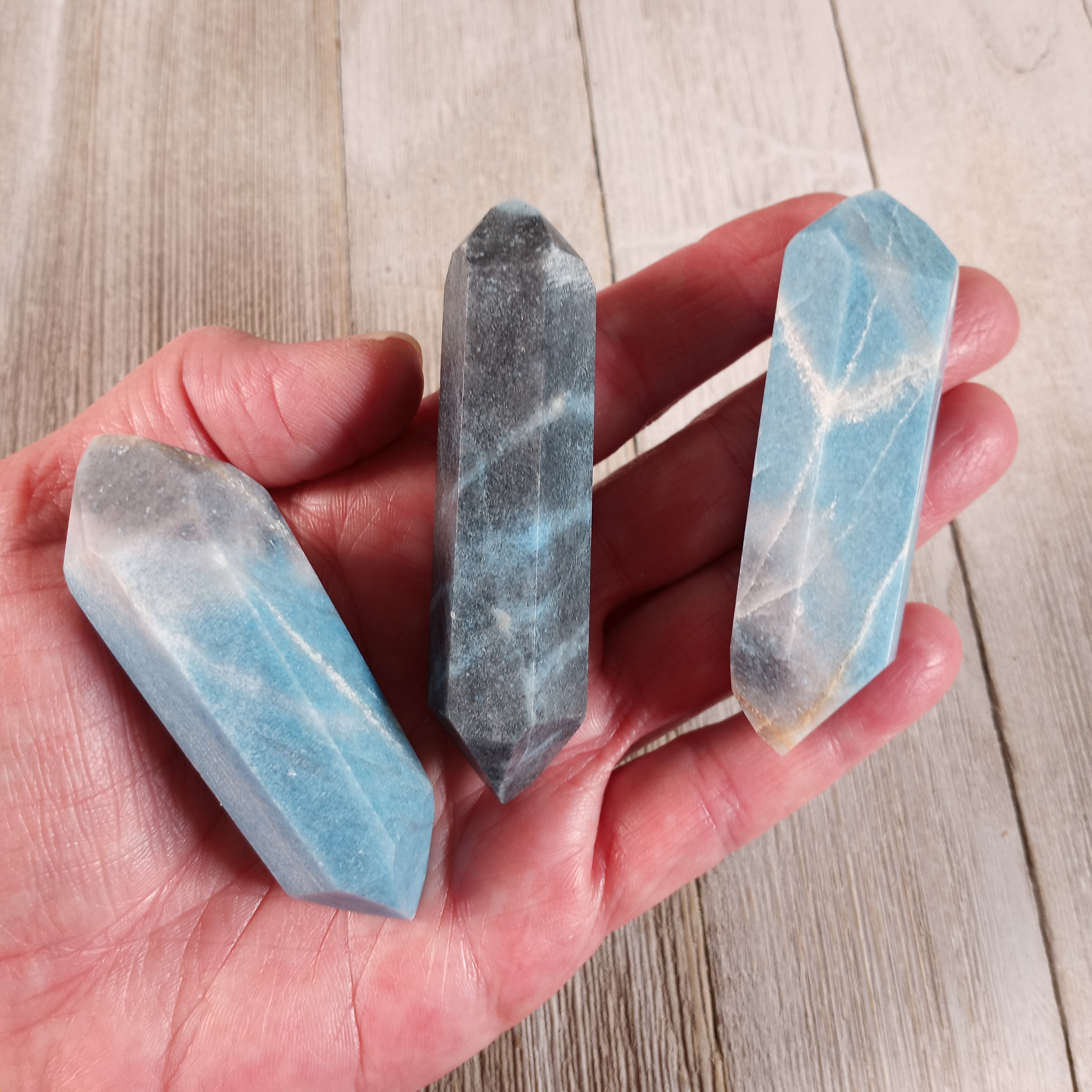Trollite faceted energy wands double terminated crystal points, wholesale