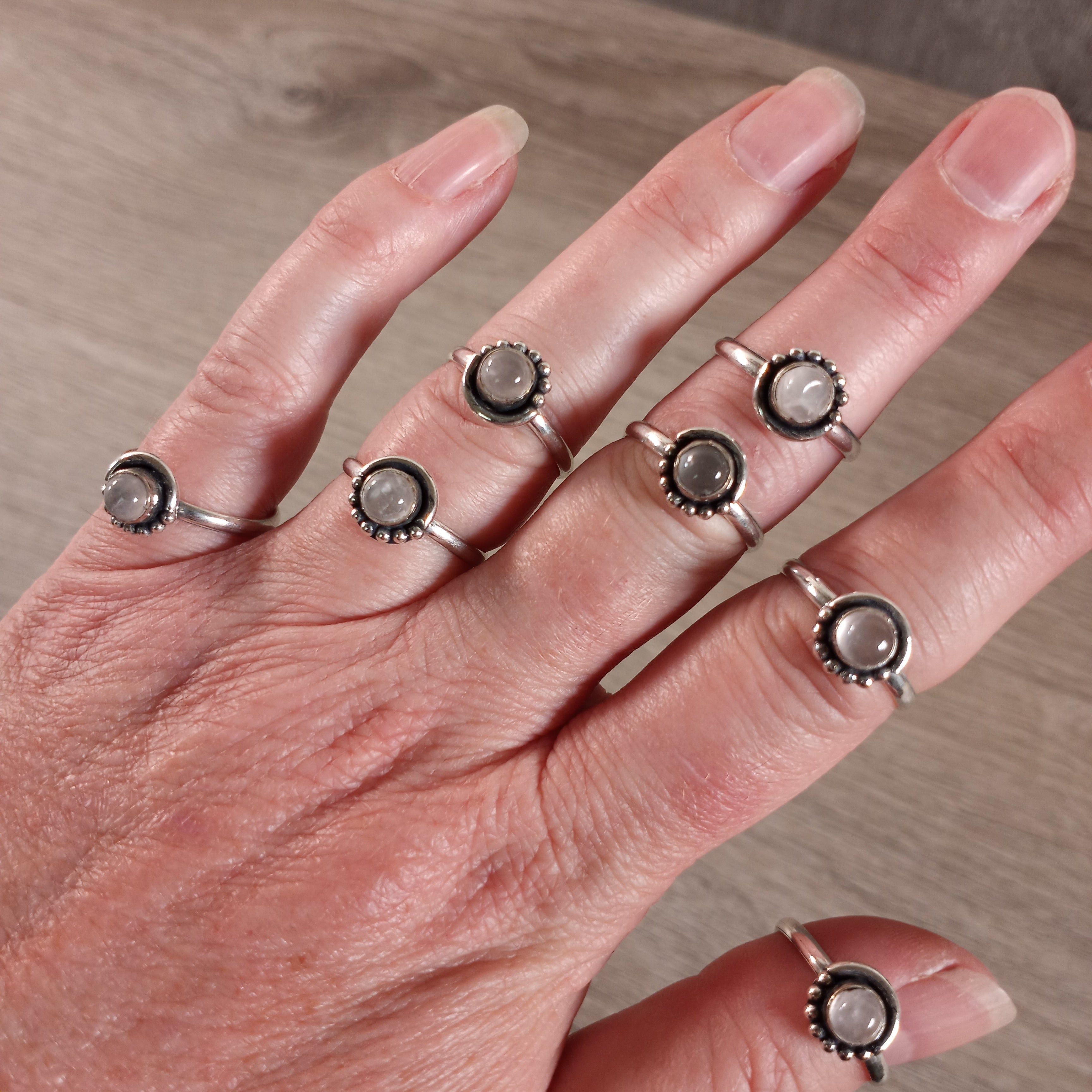 Rose quartz inespensive wholesale rings by size