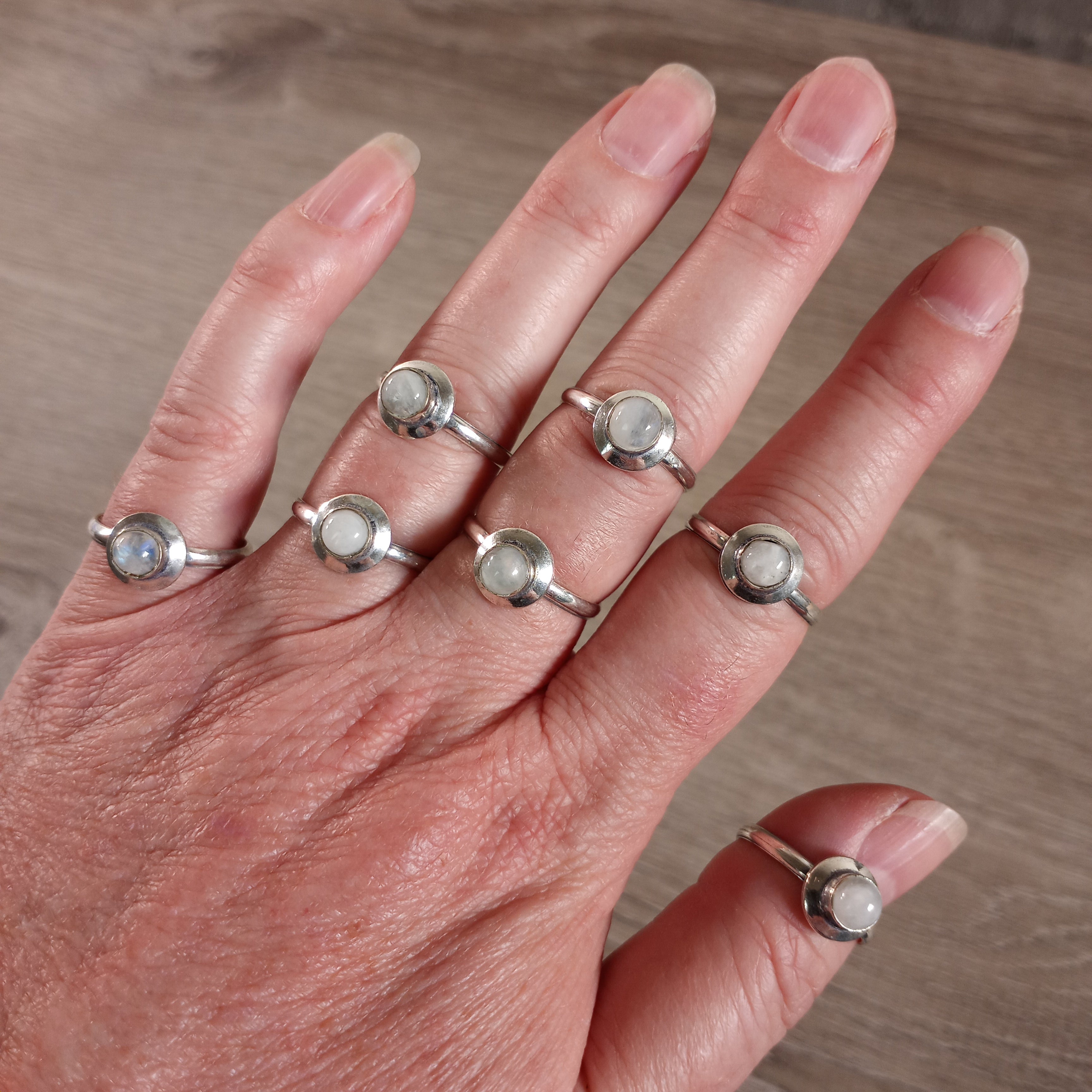 Moonstone crystal rings in bulk for metaphysical shops