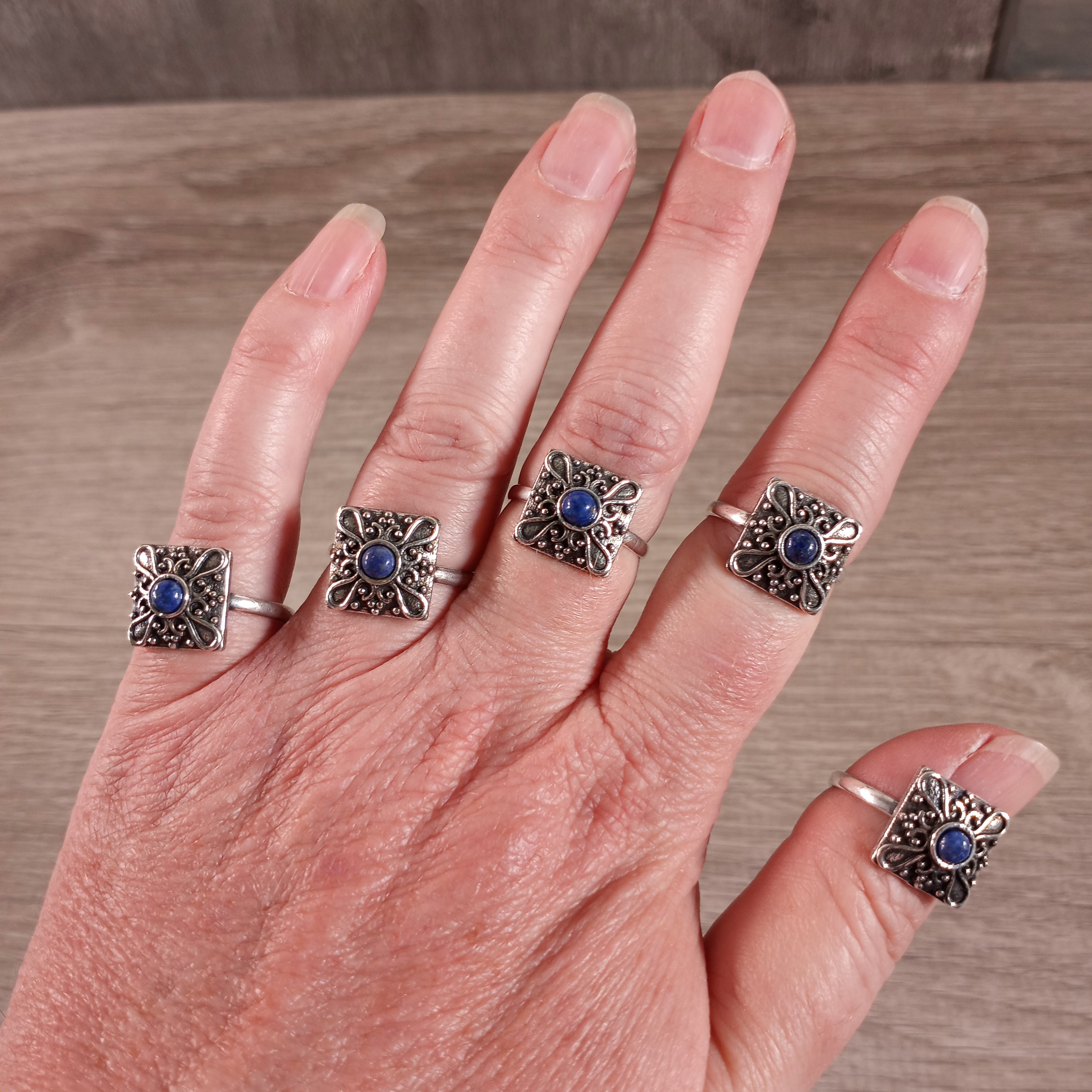 lapis lazuli Bulk pot metal gemstone rings for metaphysical stores