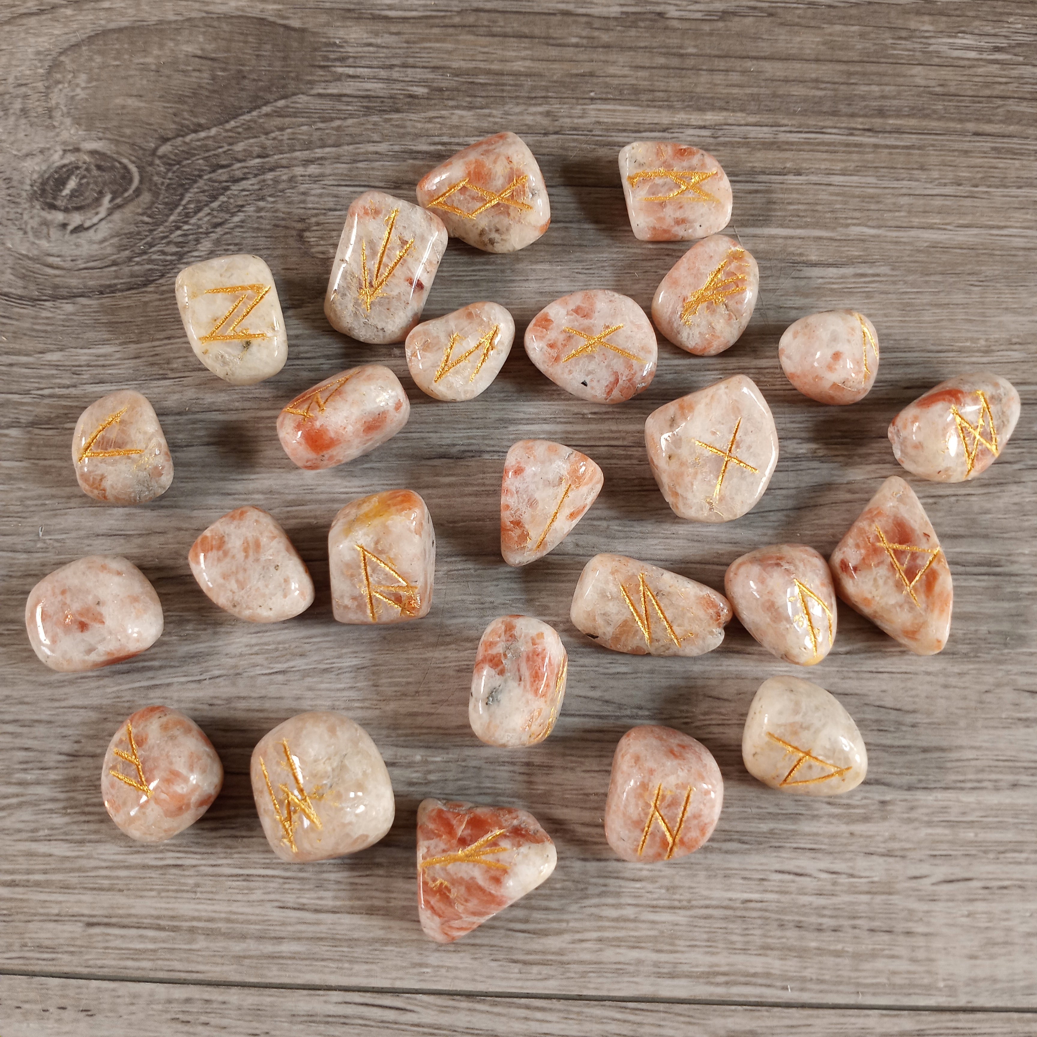 Gemstone Rune Set with Storage Bag and Meaning Card