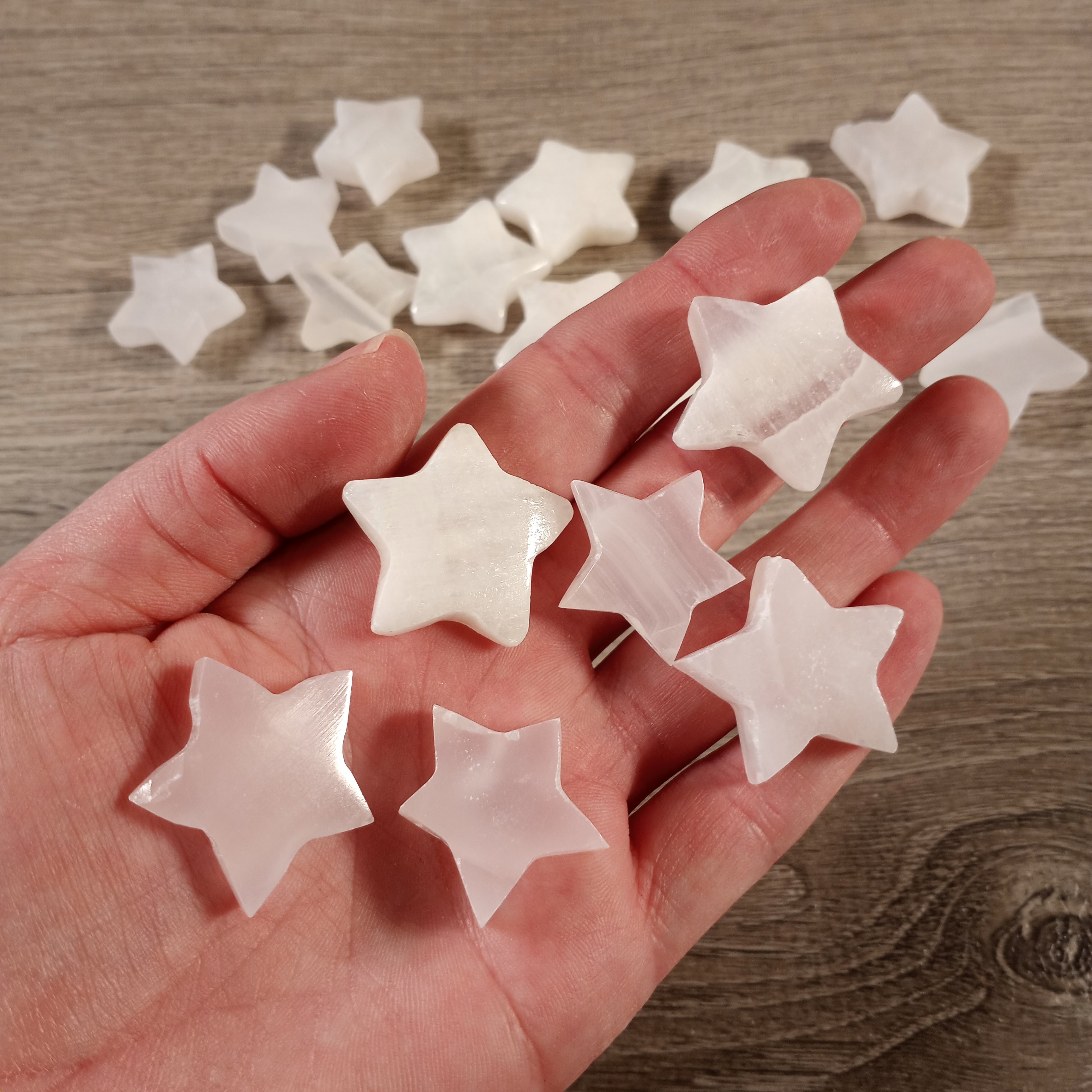 Afghan pink calcite natural stone star carvings for crystal retailers