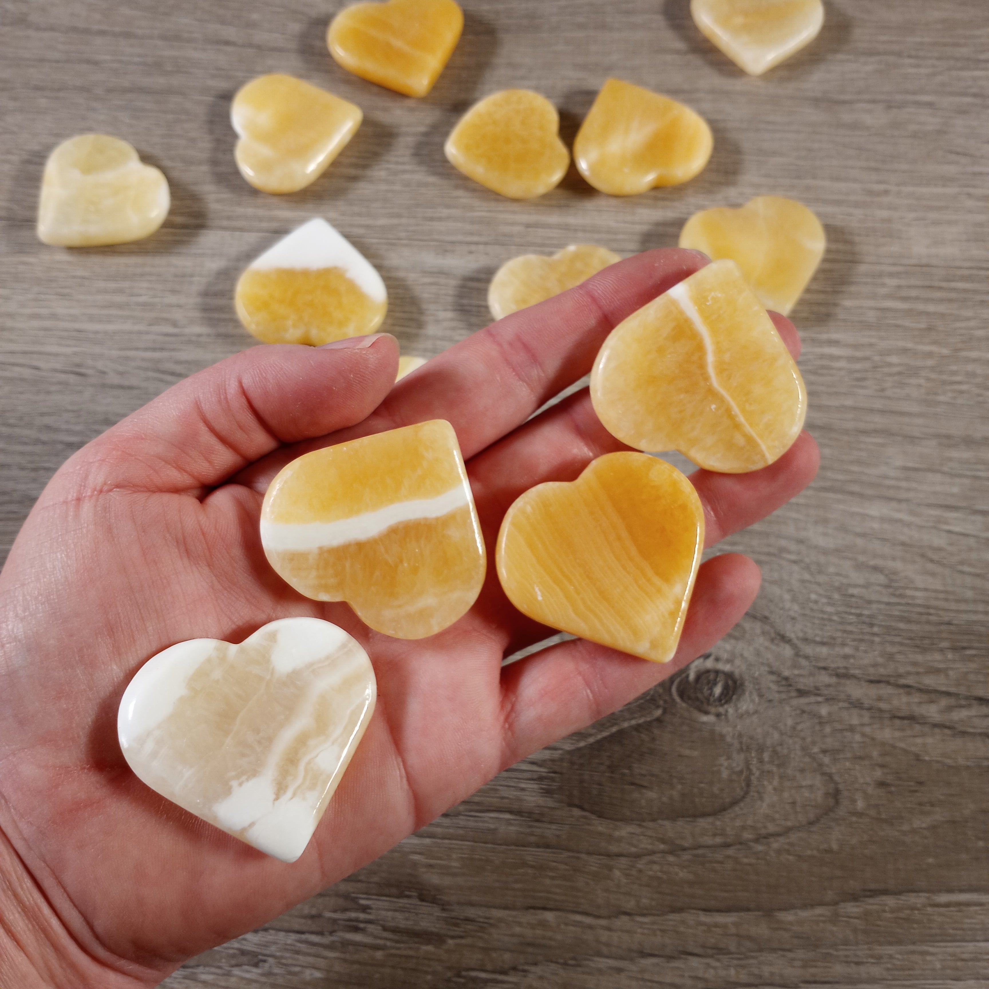 Orange calcite Polished gemstone worry stone in heart shape bulk