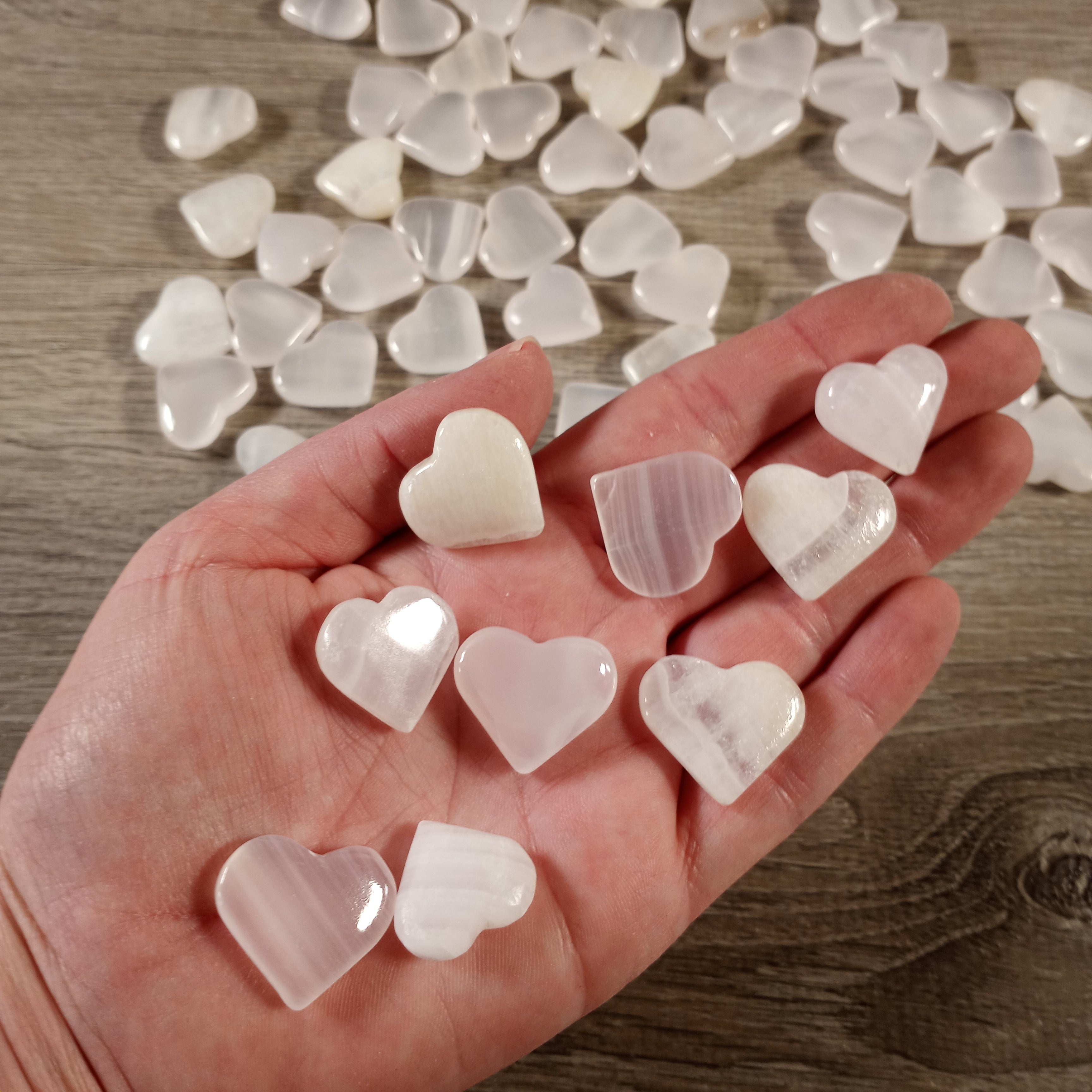 calcite small gemstone hearts for gift shops