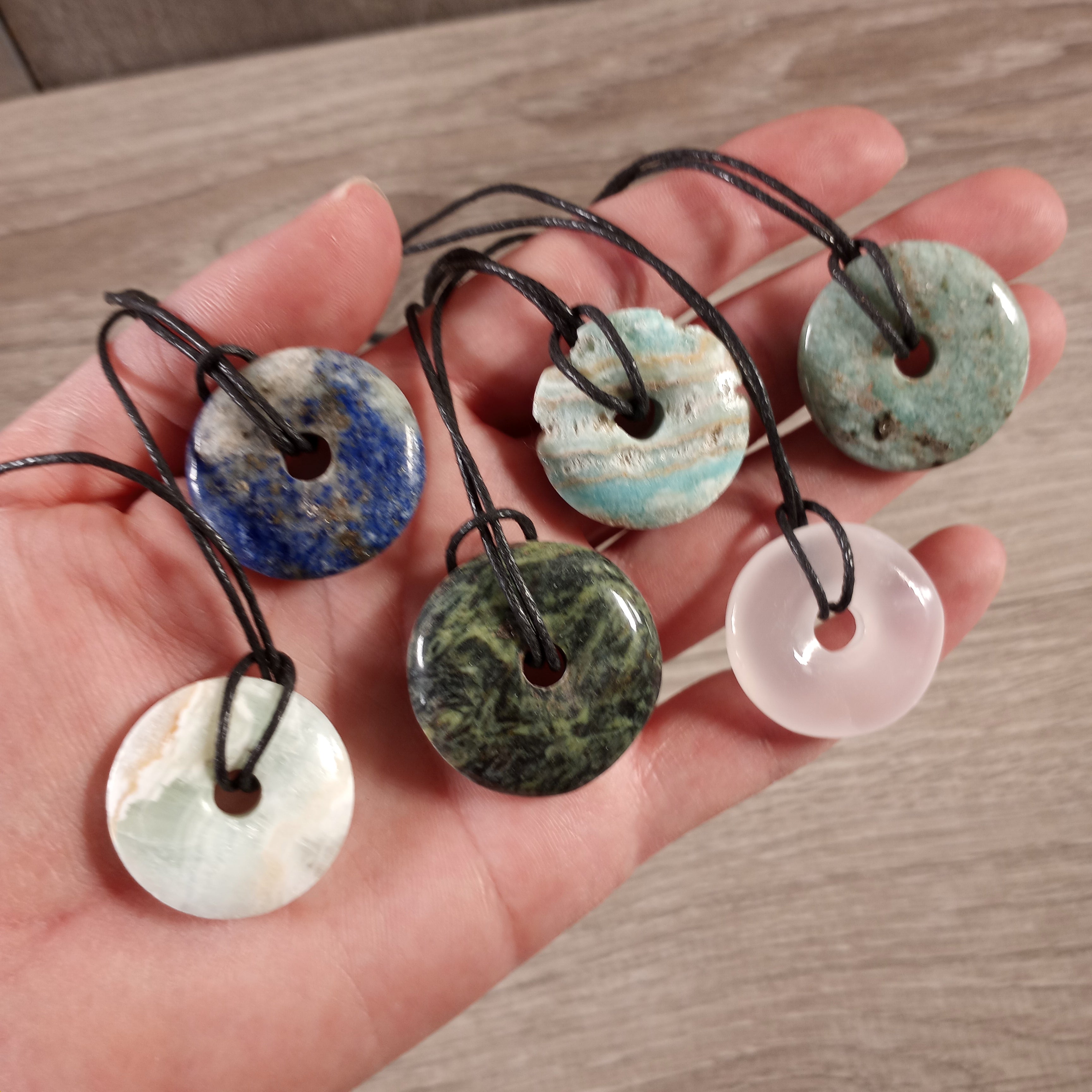 Handmade donut pendant adjustable cord