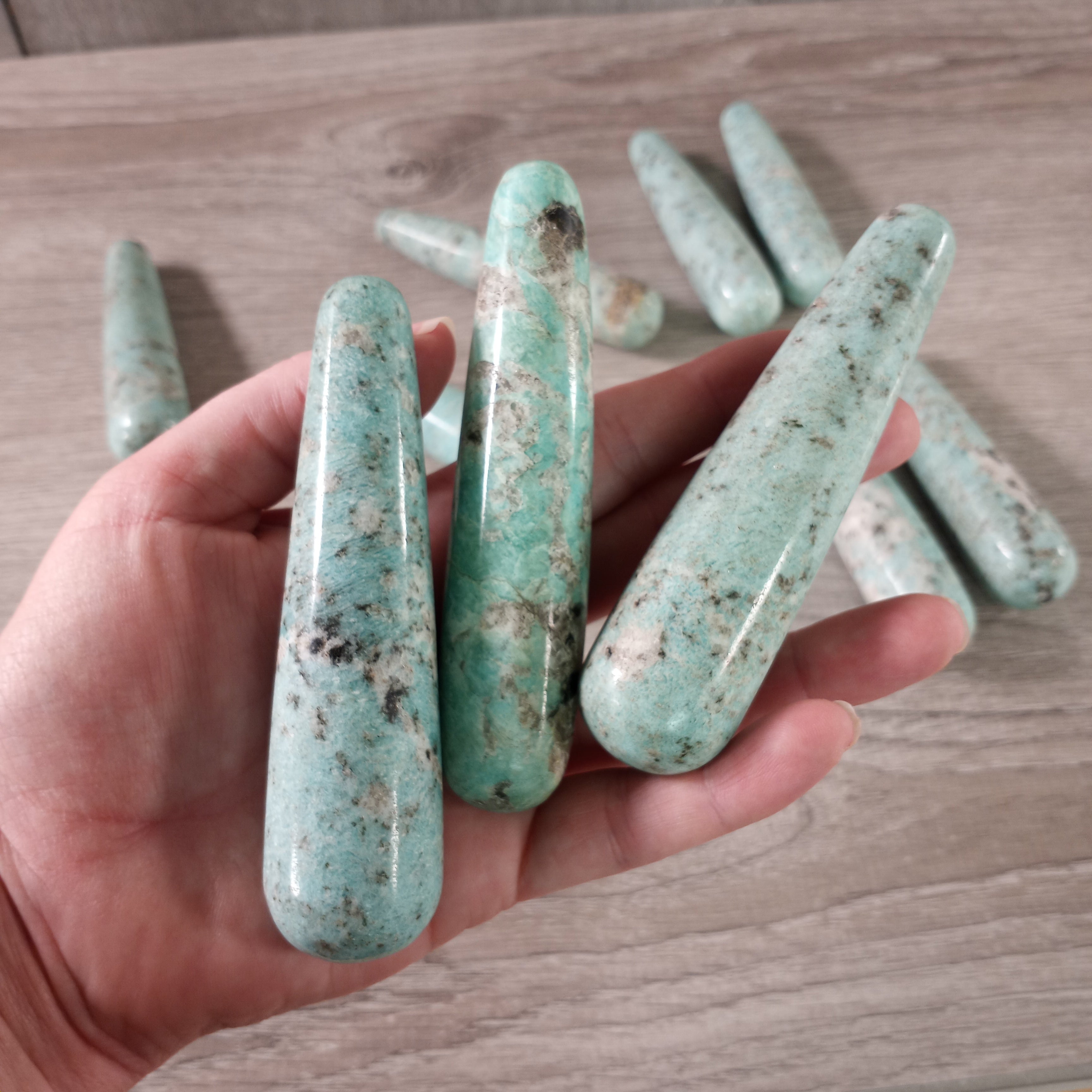 Amazonite crystal healing massage wand