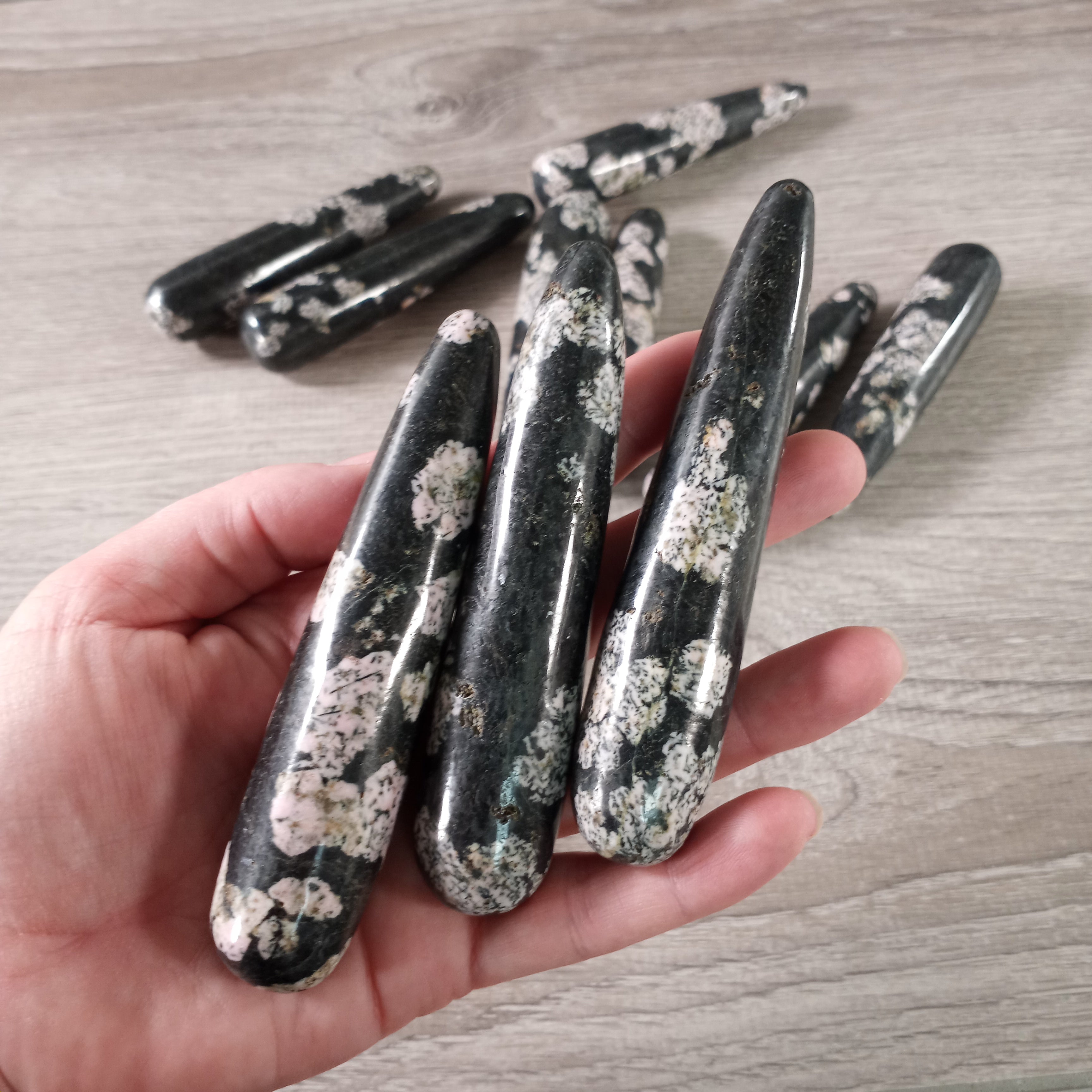 Snowflake Obsidian gemstone wands for massage