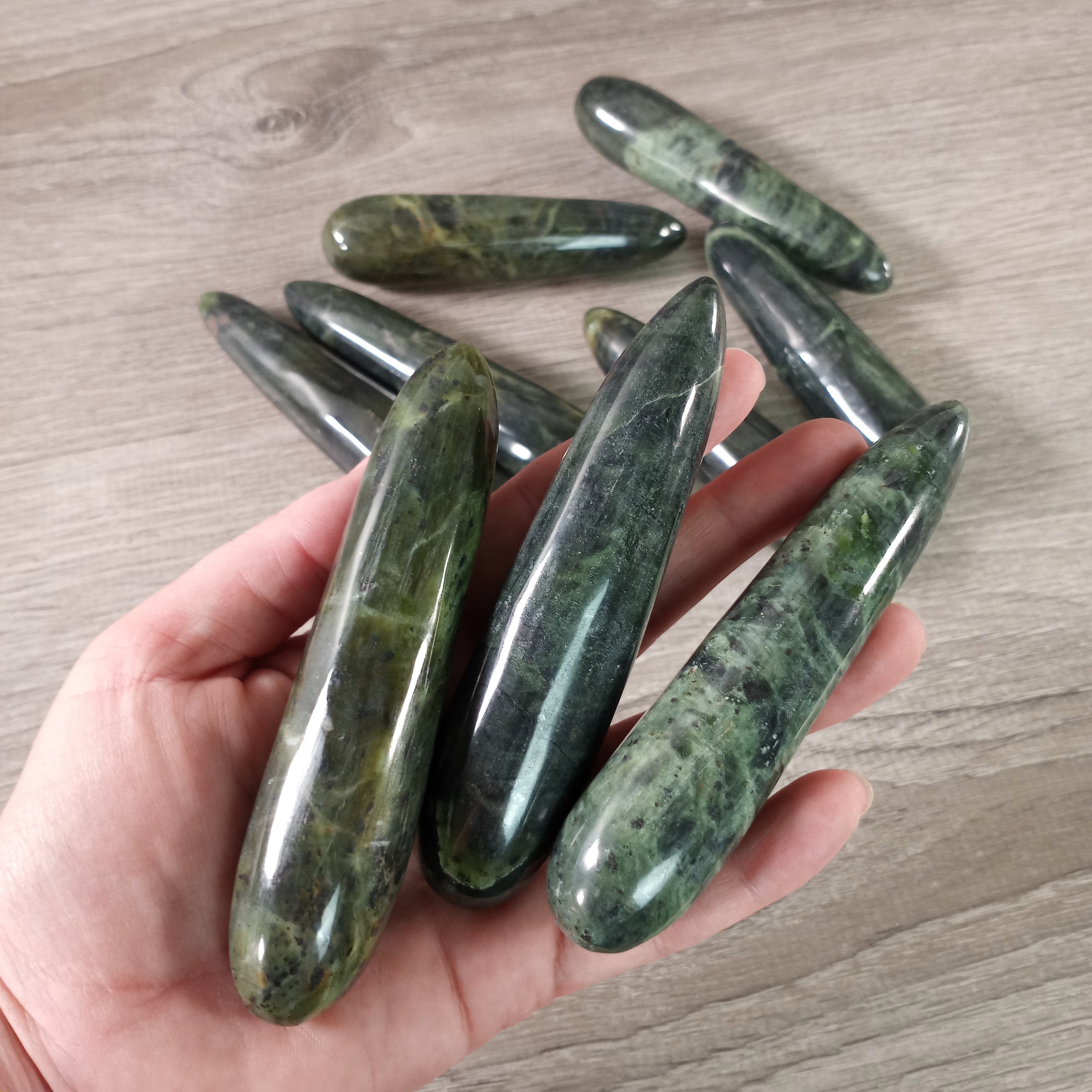 Nephrite Jade Massage wands with polished finish from Afghanistan