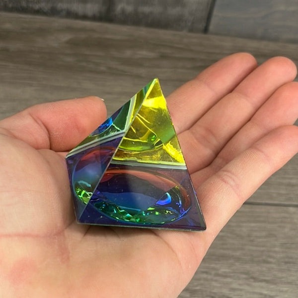 Glass AB Rainbow Pyramid