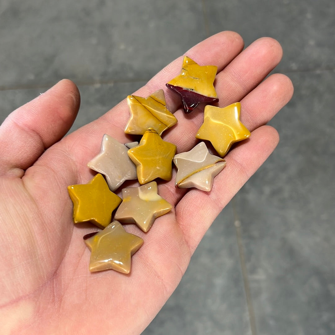 mookaite jasper star-shaped gemstones