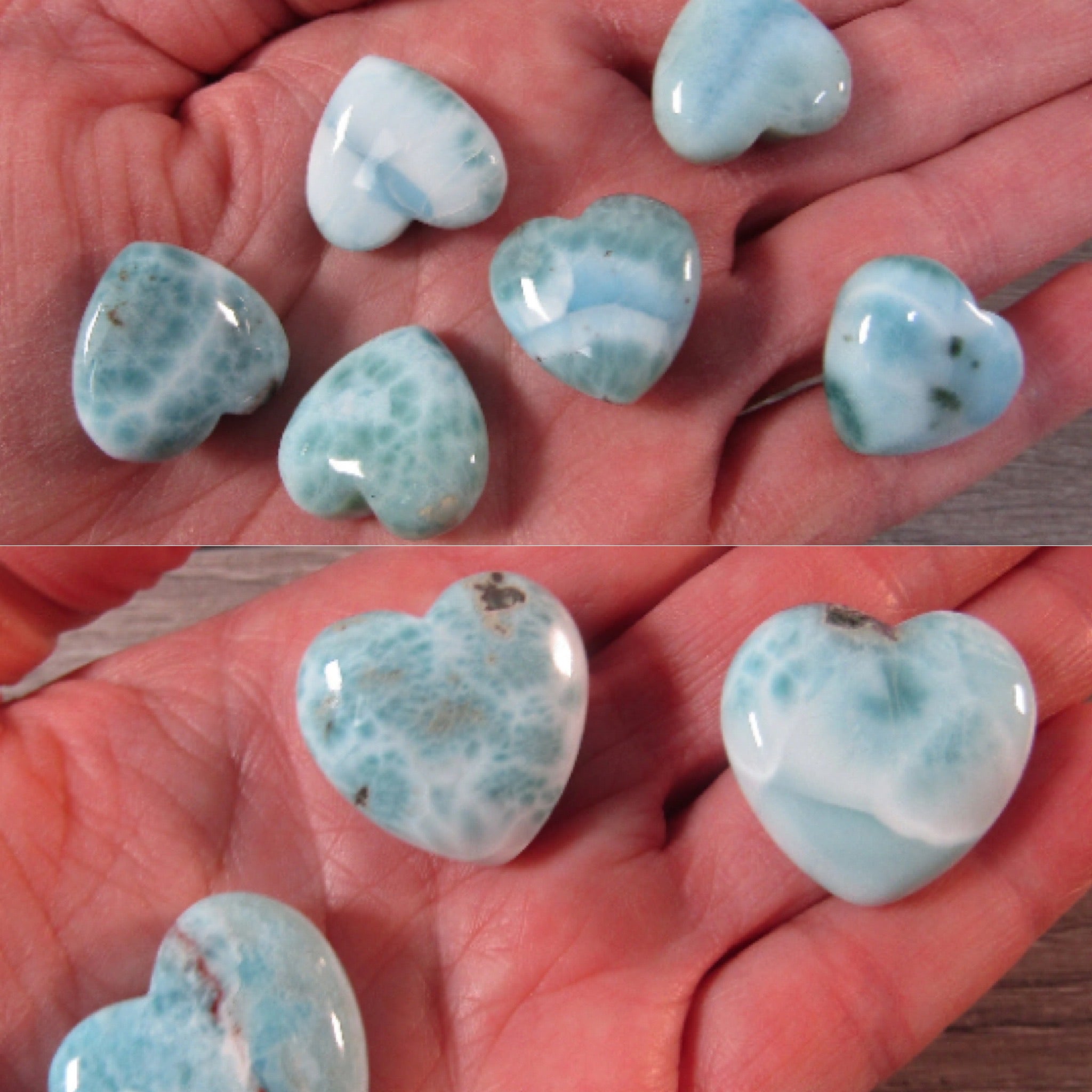 Polished larimar heart wholesale for resale