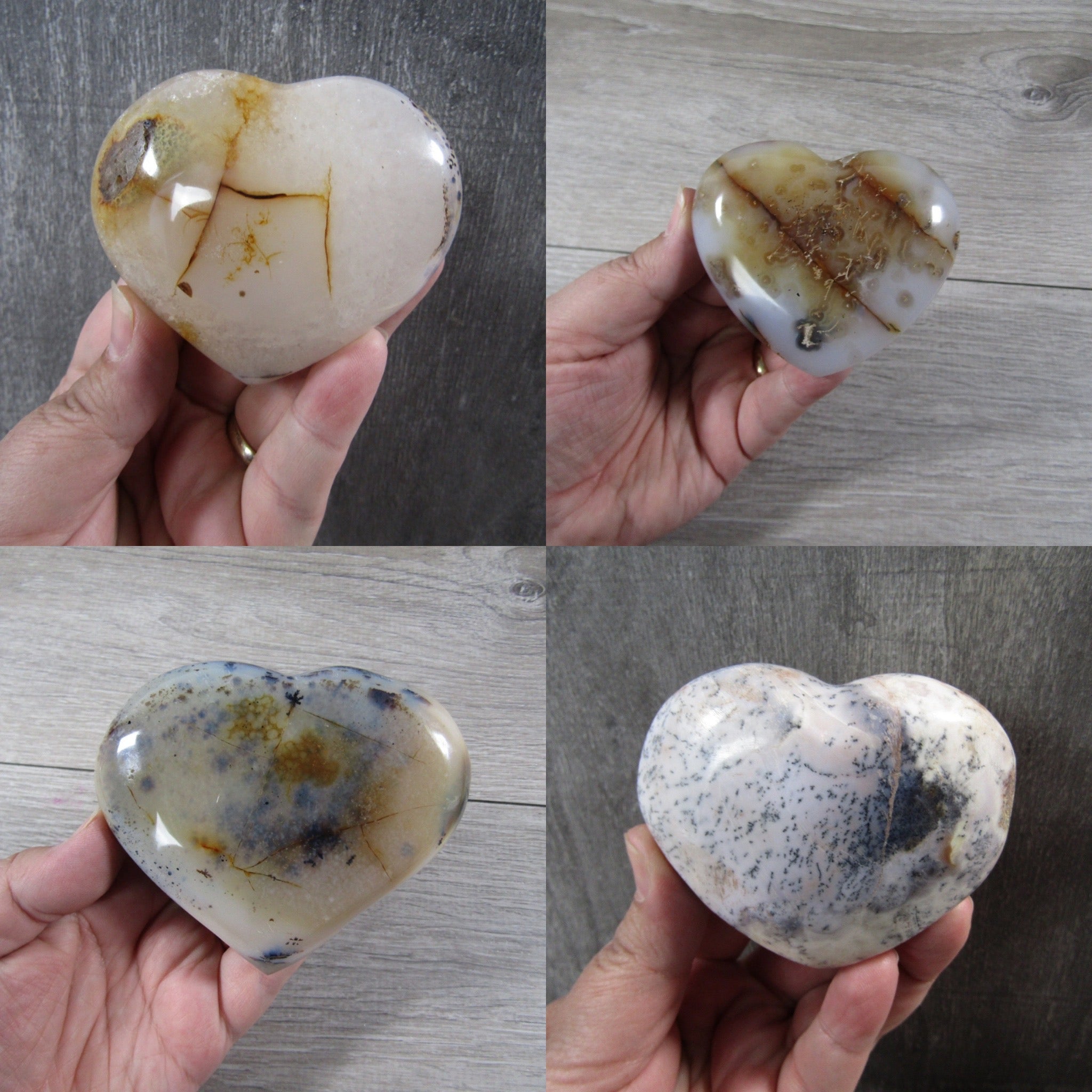 Natural dendritic agate opal heart for display and resale collection
