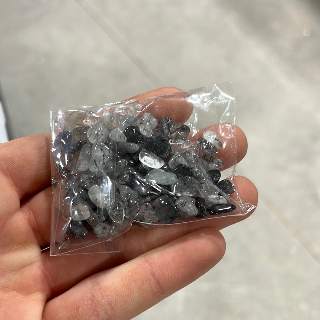 Tourmalinated Quartz chips for fairy gardens bulk purchase