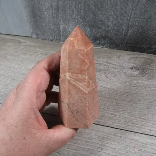 Peach Moonstone Obelisk – Large Display Crystal for Retailer