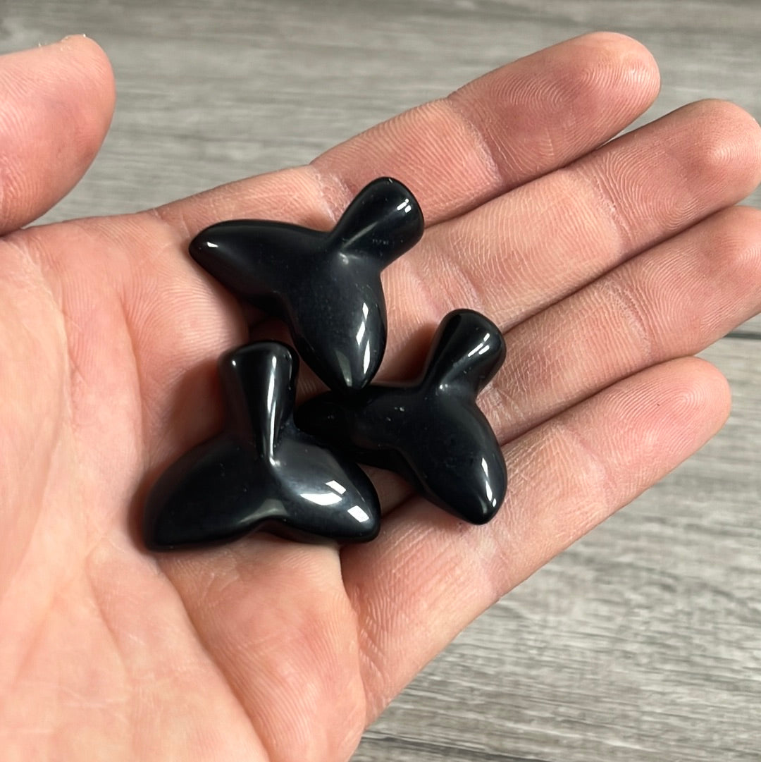 Obsidian 1 inch gemstone whale tail figurine for crystal shops