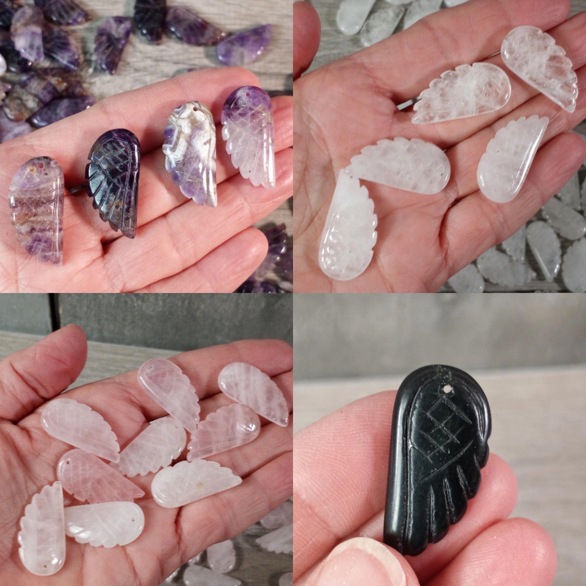 Bulk gemstone beads shaped like angel wings