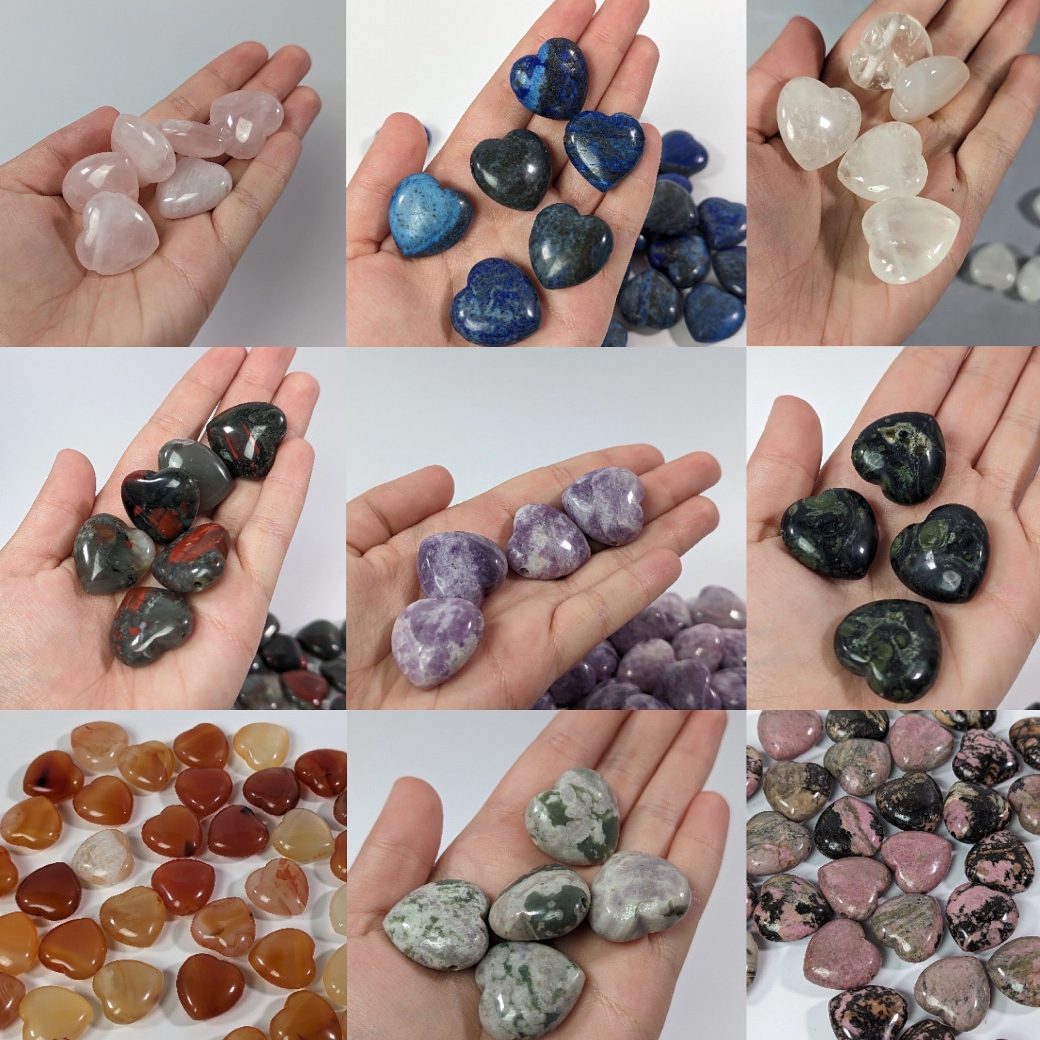 Assorted 25mm gemstone heart bead for jewelry making