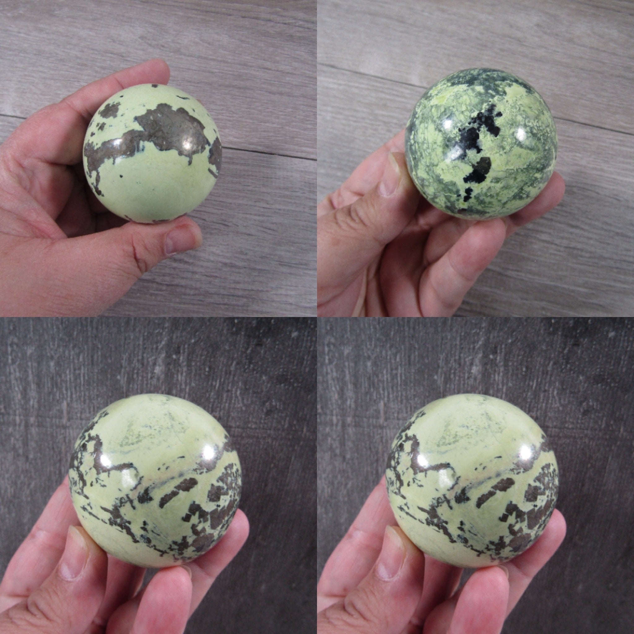 Large Peruvian Serpentine Sphere with Magnetite for Wholesale Display