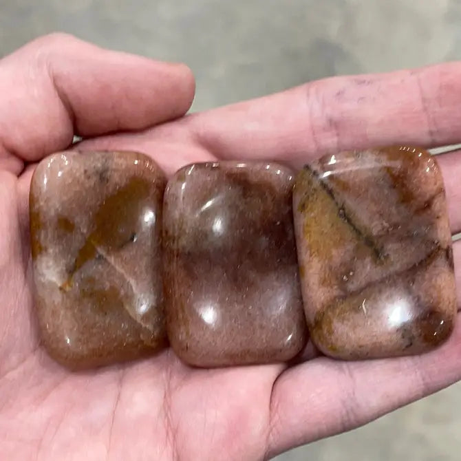 Red rutilated quartz worry stones