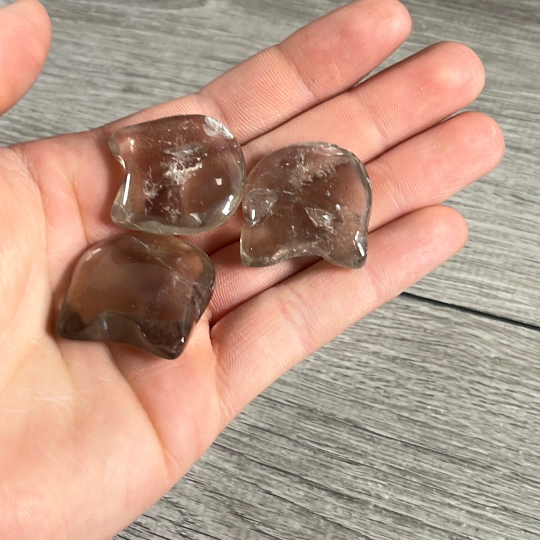 smoky quartz wholesale cat face gemstone carving in 1 inch size