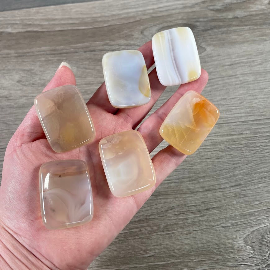 Agate rectangle worry stone wholesale for rock and gift shops