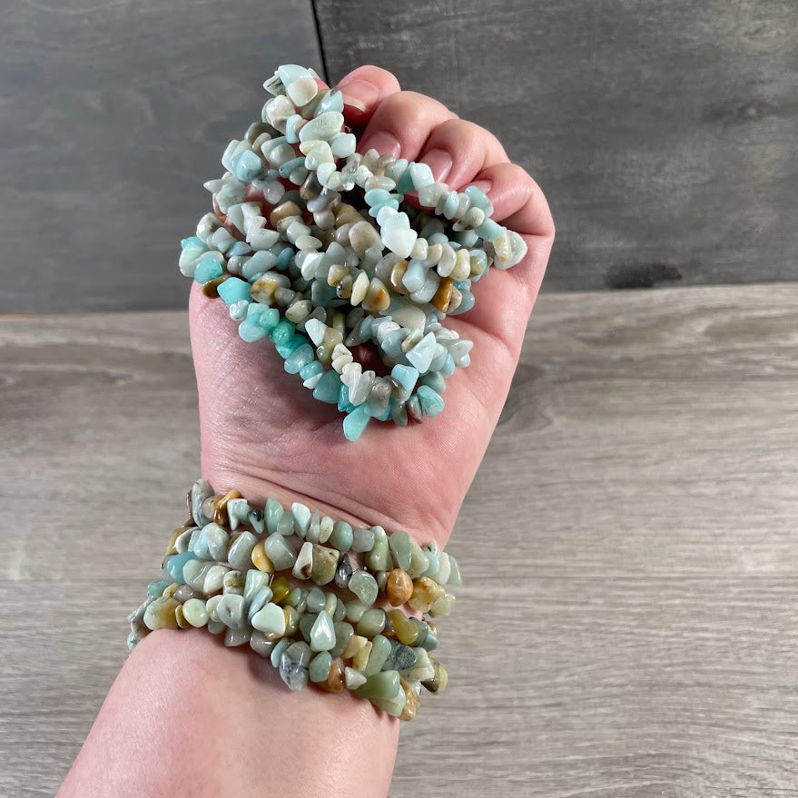 Wholesale chip amazonite layering bracelets