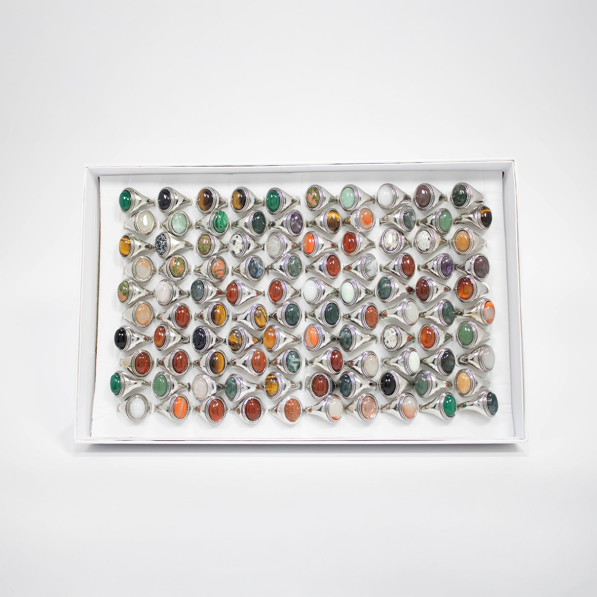 Gemstone Rings Assortment – 100 or 50 Mixed Stone Rings