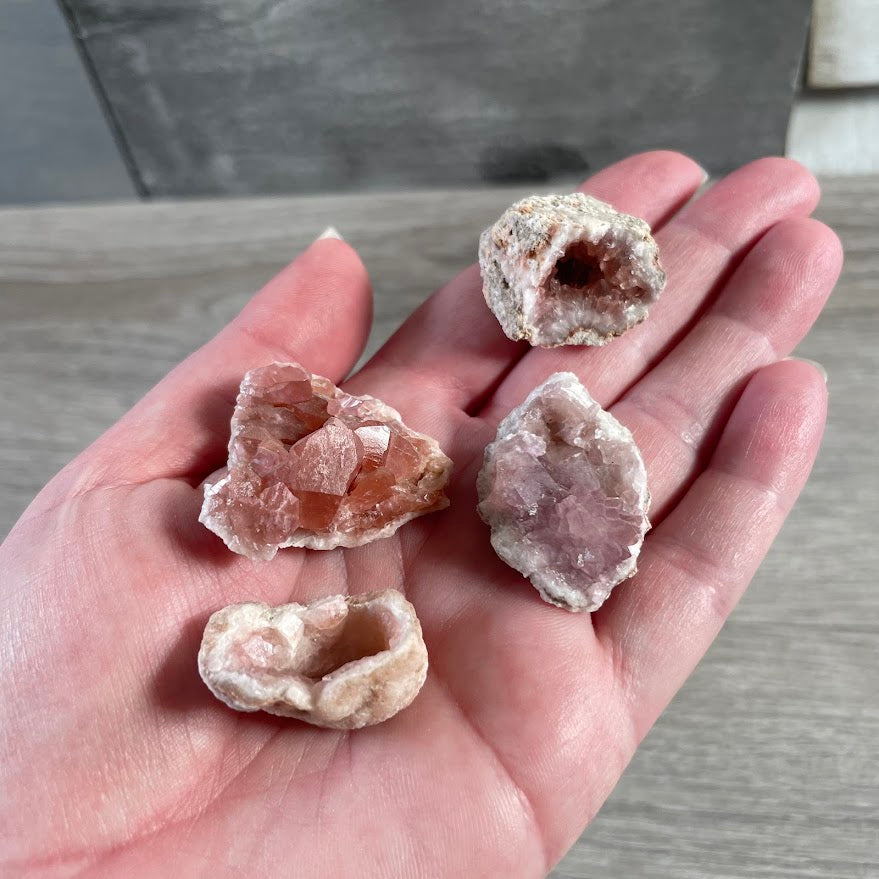 Natural pink amethyst small crystal clusters for metaphysical stores and boutiques