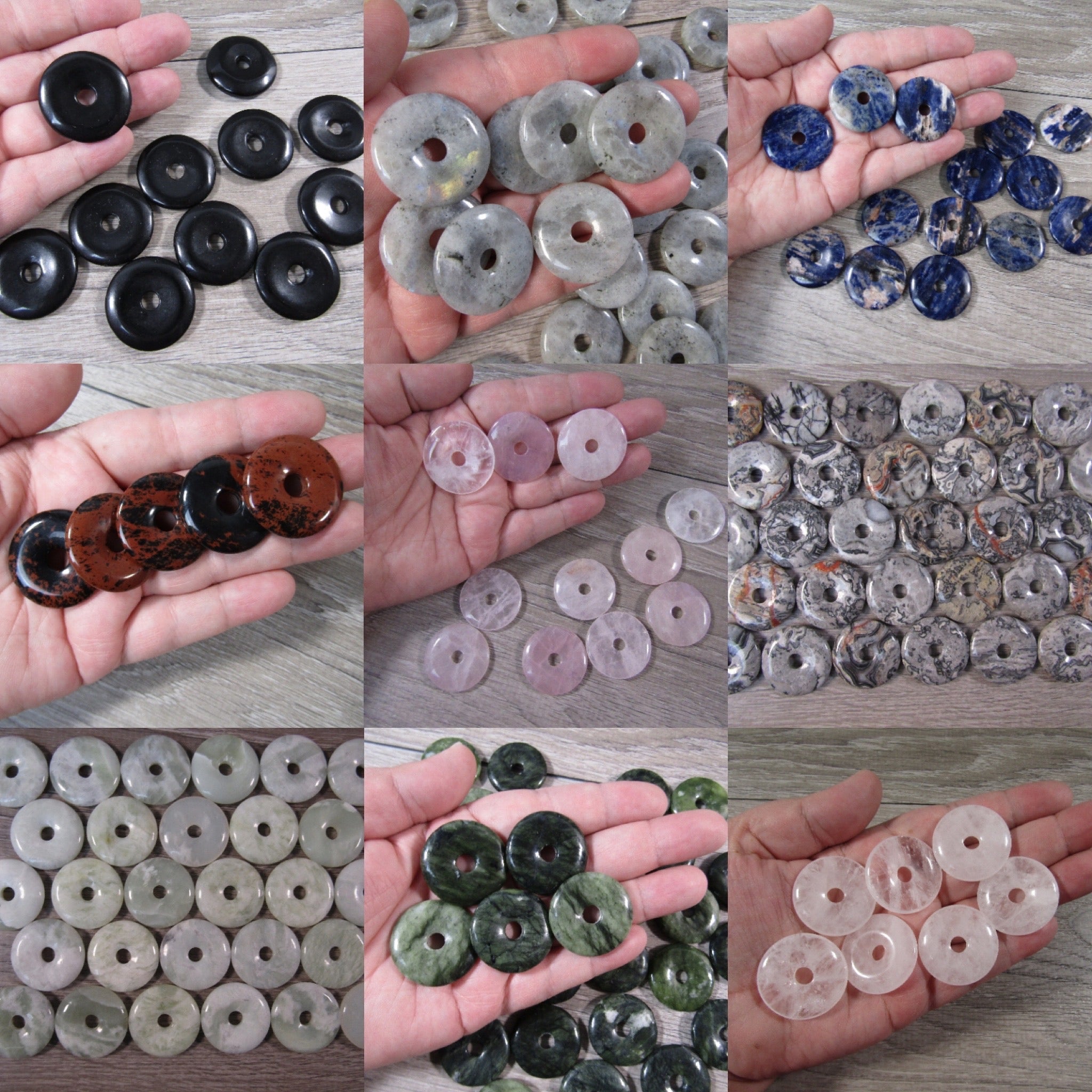 30mm gemstone donut pi stone pendant for wholesale