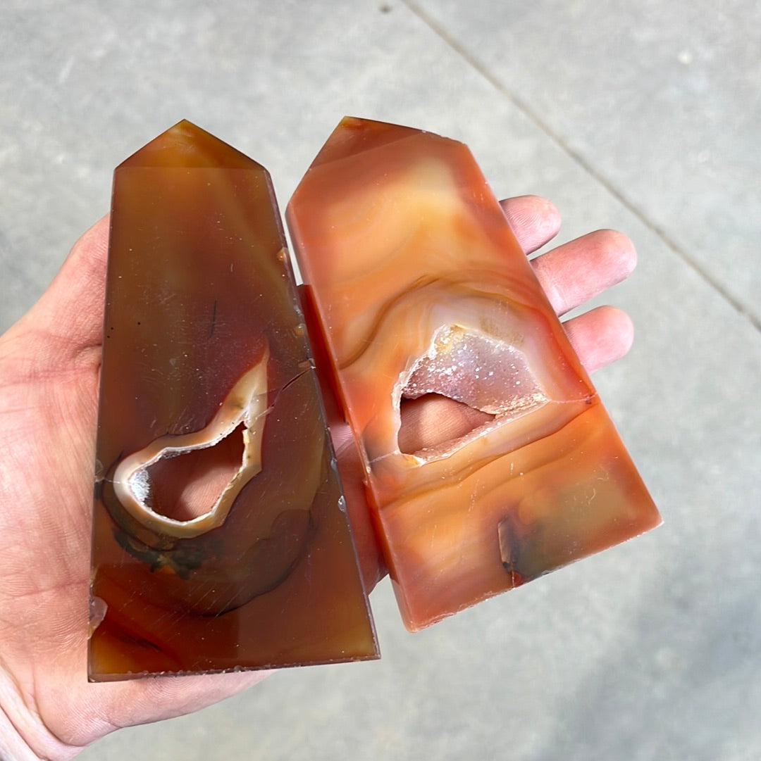 Healing crystal carnelian tower for sale