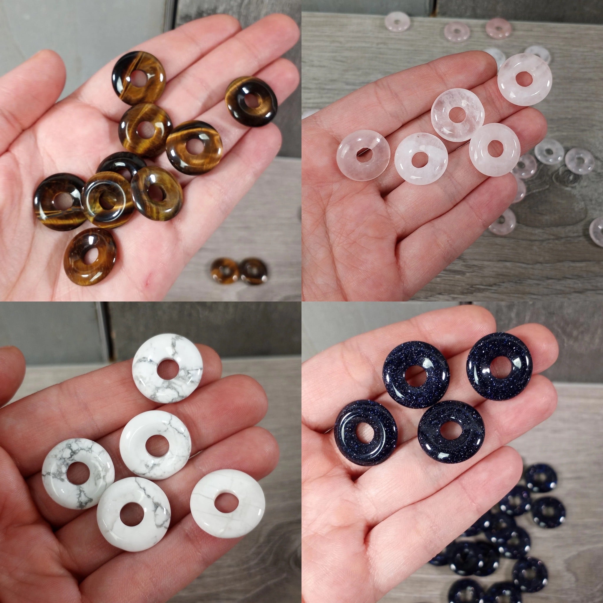 Assorted wholesale gemstone donut charms for gift stores