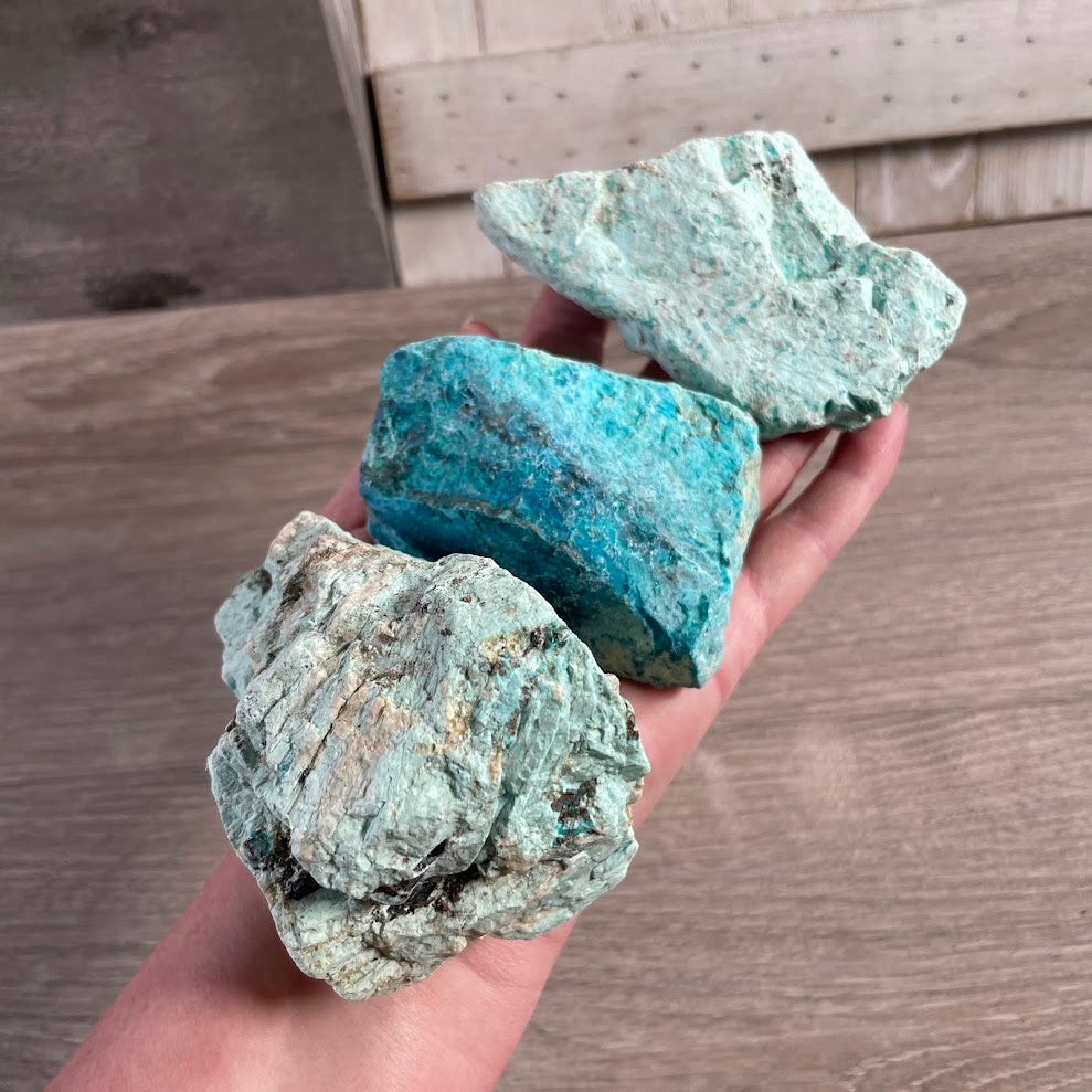 Chrysocolla rough crystal chunks for altar decor and resale