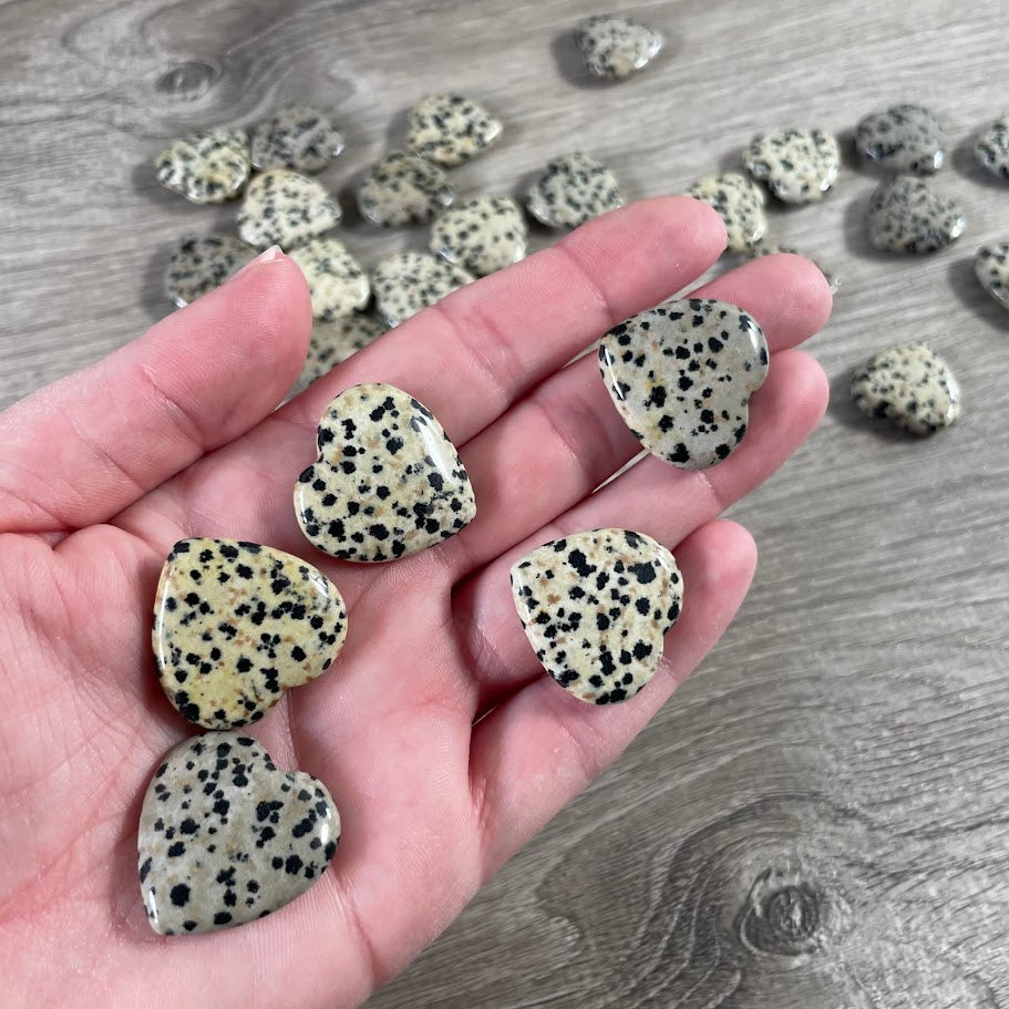Wholesale crystal hearts, dalmatian jasper