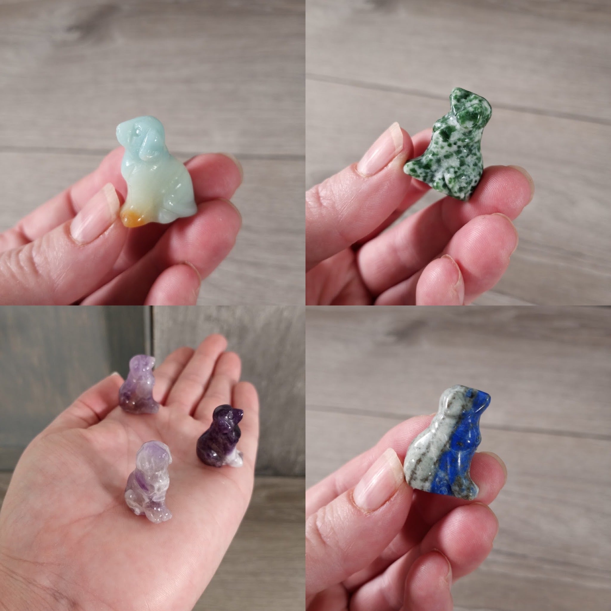 wholesale assortment of gemstone dog carvings