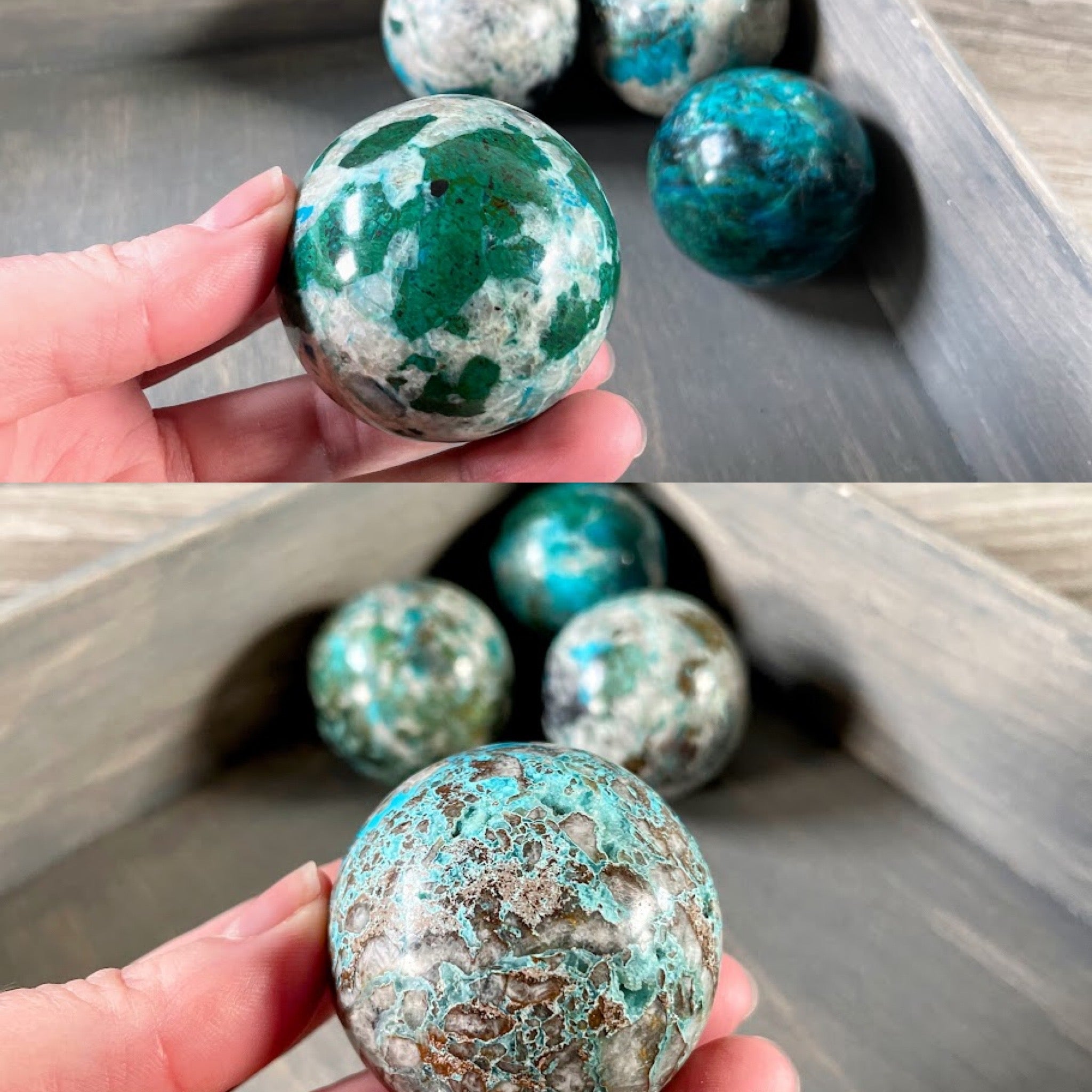 Polished Chrysocolla spheres bulk wholesale