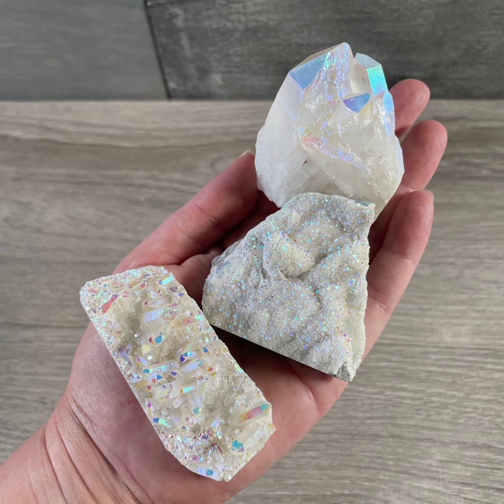 Wholesale rainbow aura quartz crystals for metaphysical retail displays