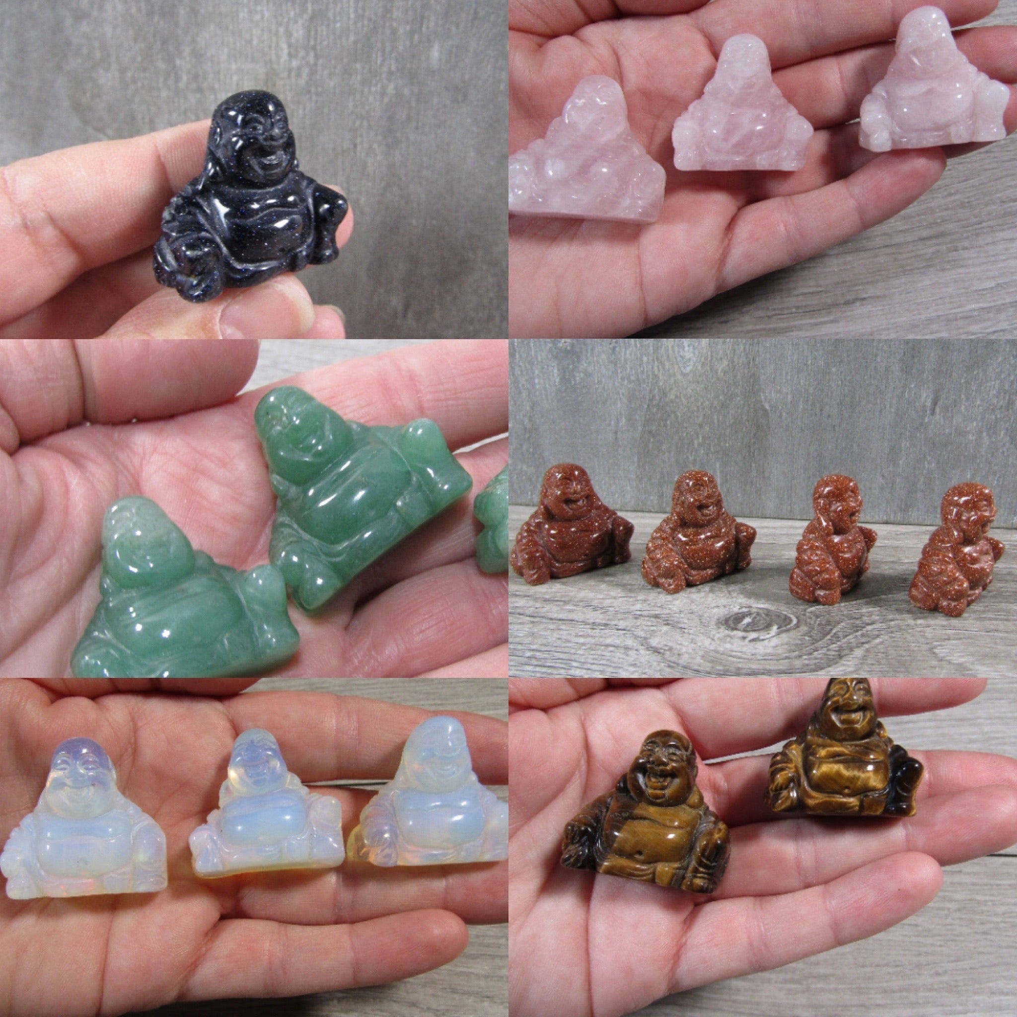 Assorted gemstone Happy Buddhas for metaphysical shops