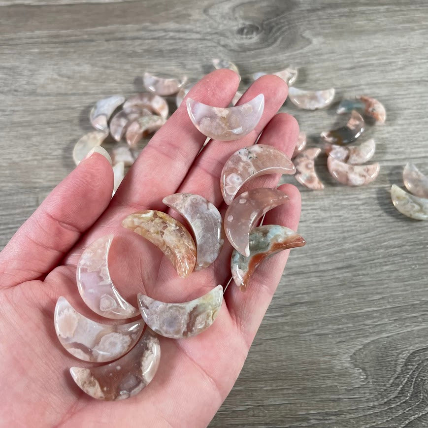 Gemstone Moons Assorted  – 1 Inch Crescent Moon Carvings