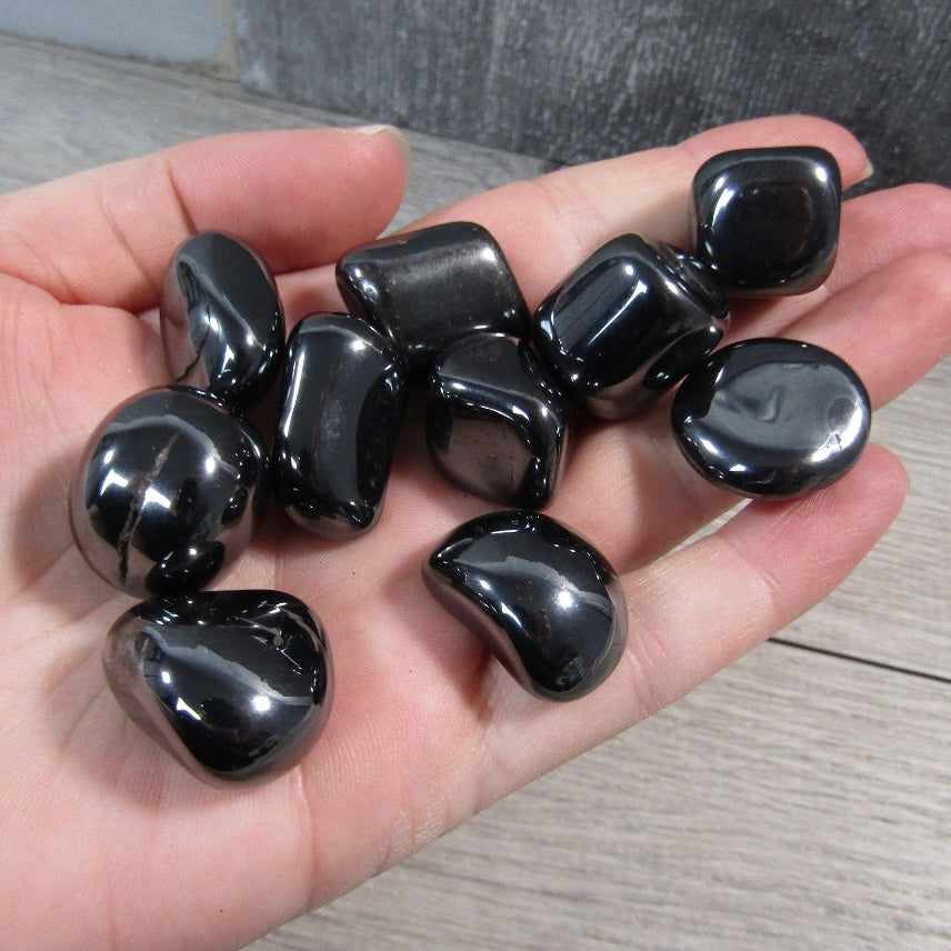 Polished hematite tumbled stones in bulk 1 lb bag