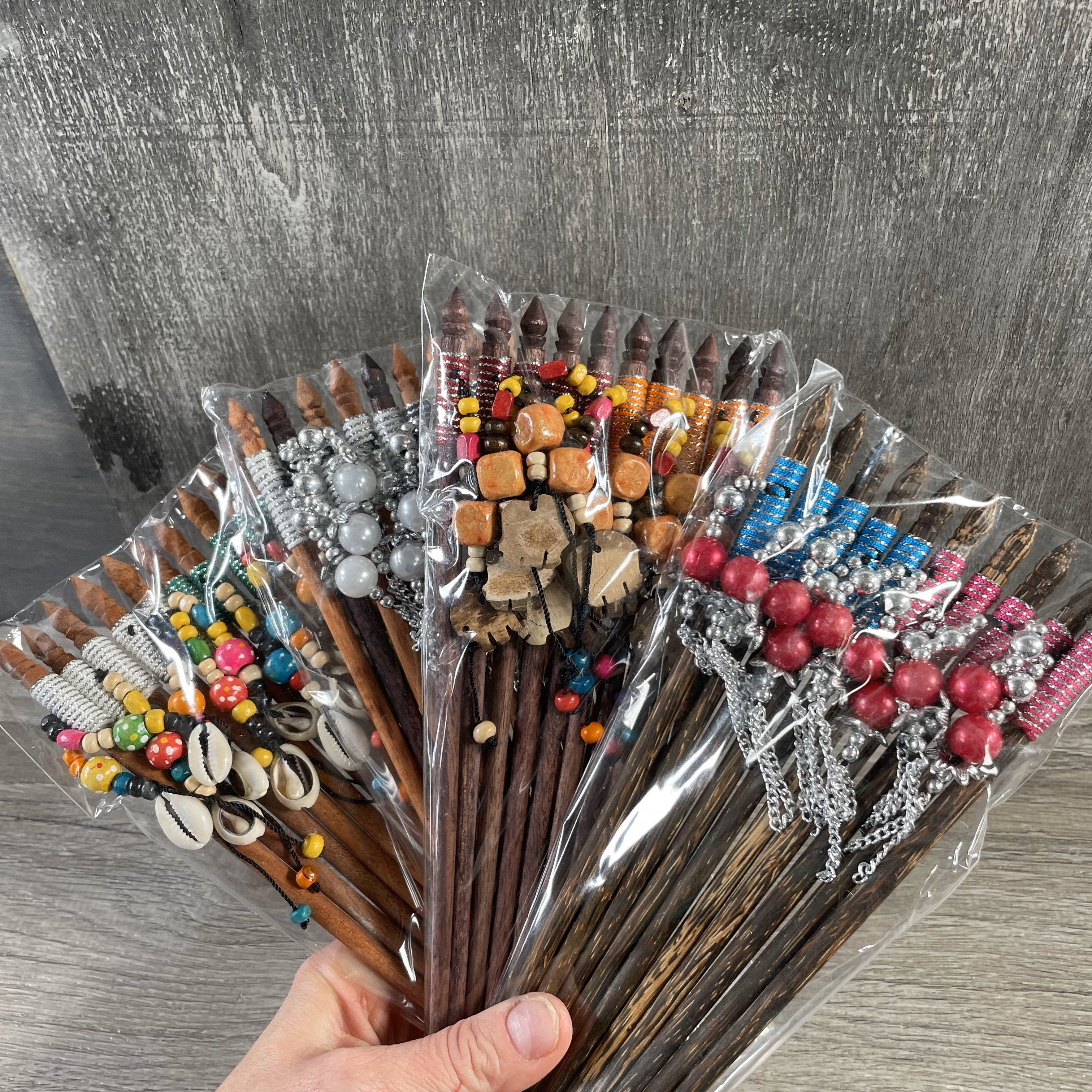 Boho hair pick set 10 pieces for wholesale gift shop