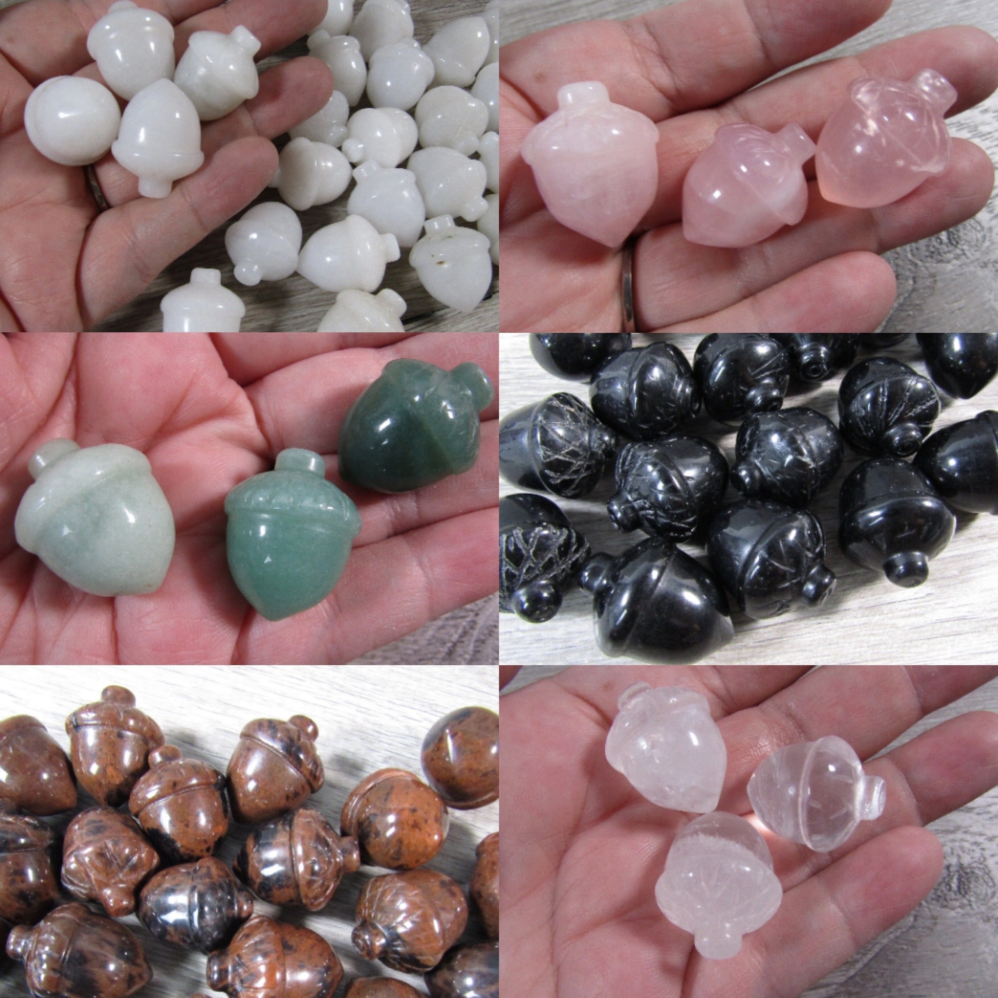 Small acorn-shaped gemstone carving for wholesale
